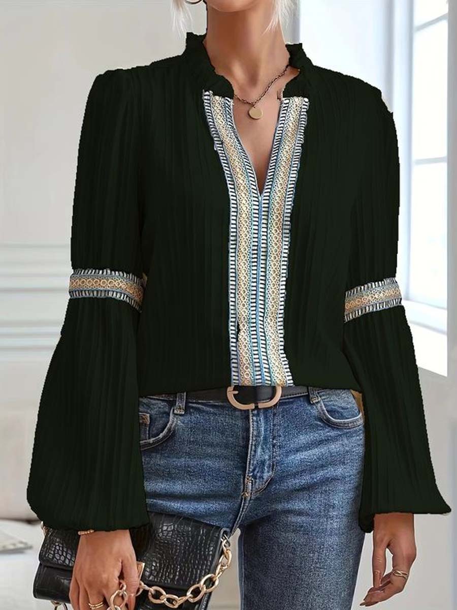 Lang Mouw Shirt met V Hals