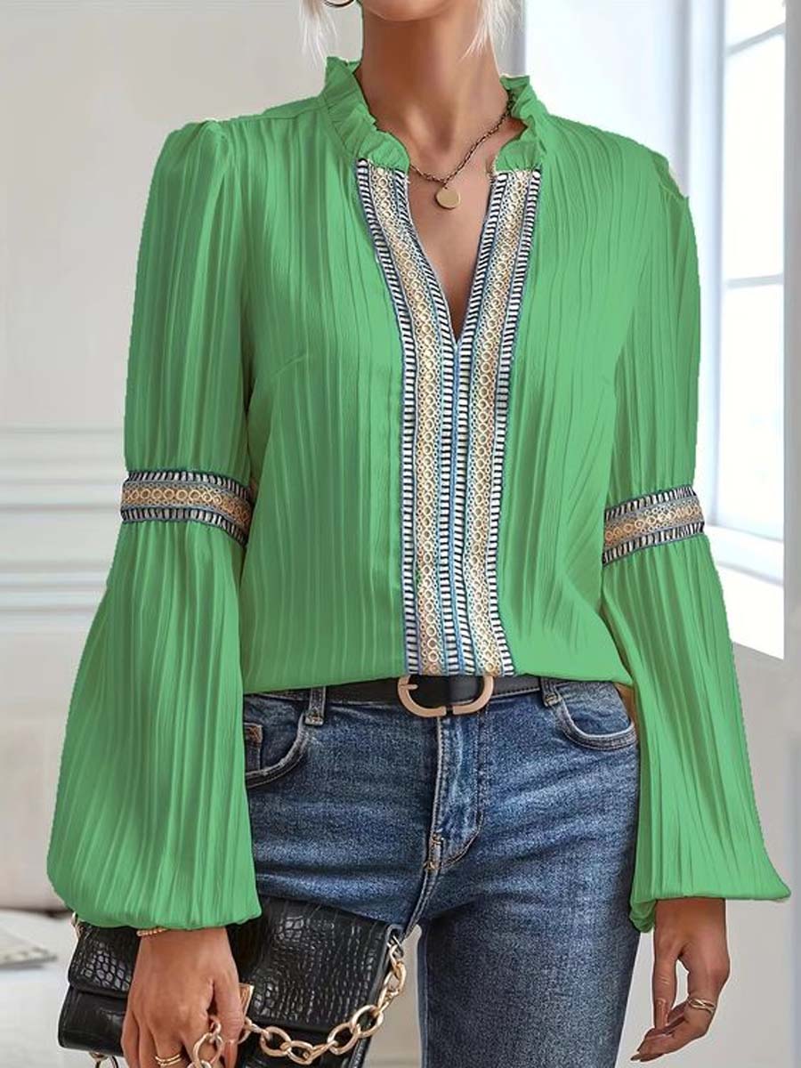 Lang Mouw Shirt met V Hals