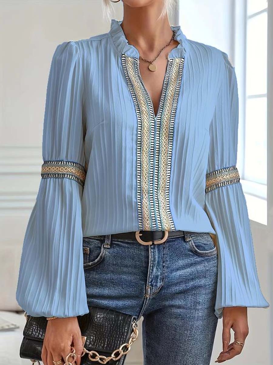 Lang Mouw Shirt met V Hals