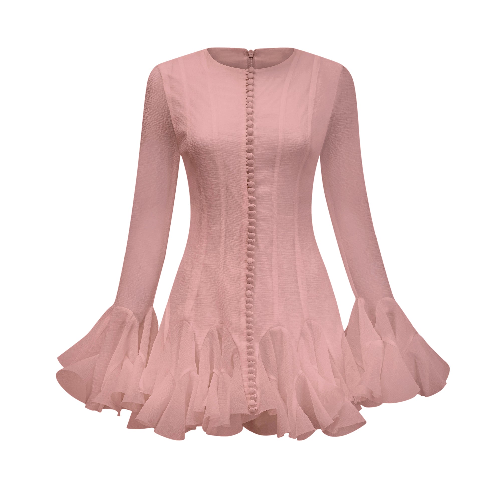 Anaïs halvtransparent utsvängd miniklänning