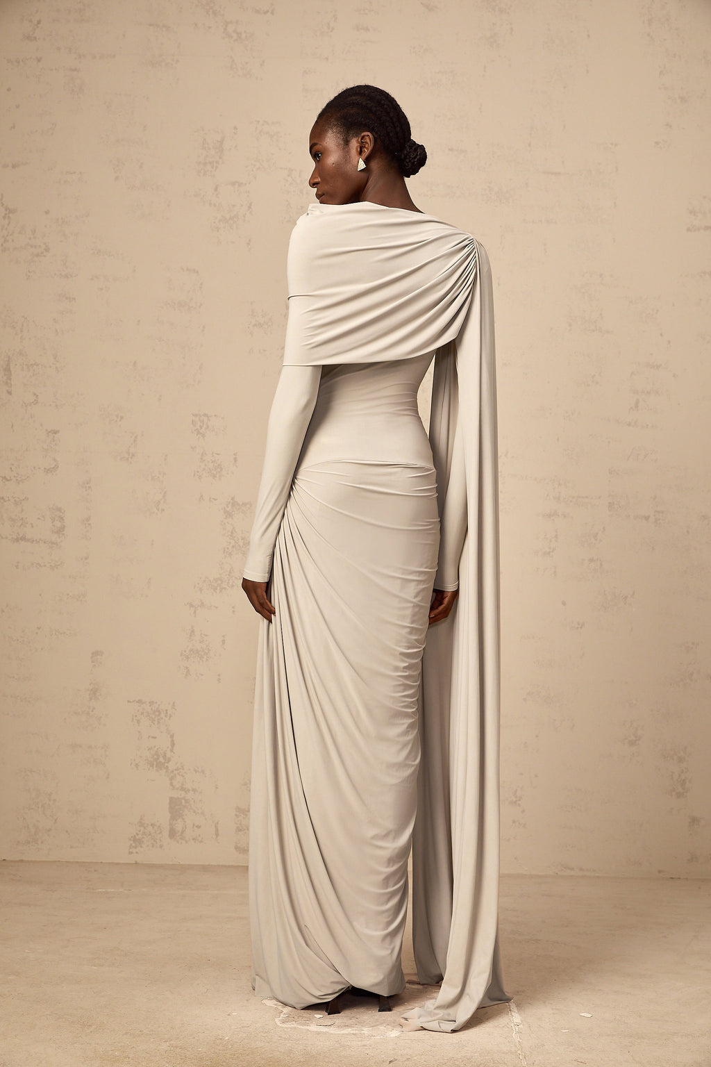 Gaëlle Neutrals Ribbon-design Draped Maxi Dress