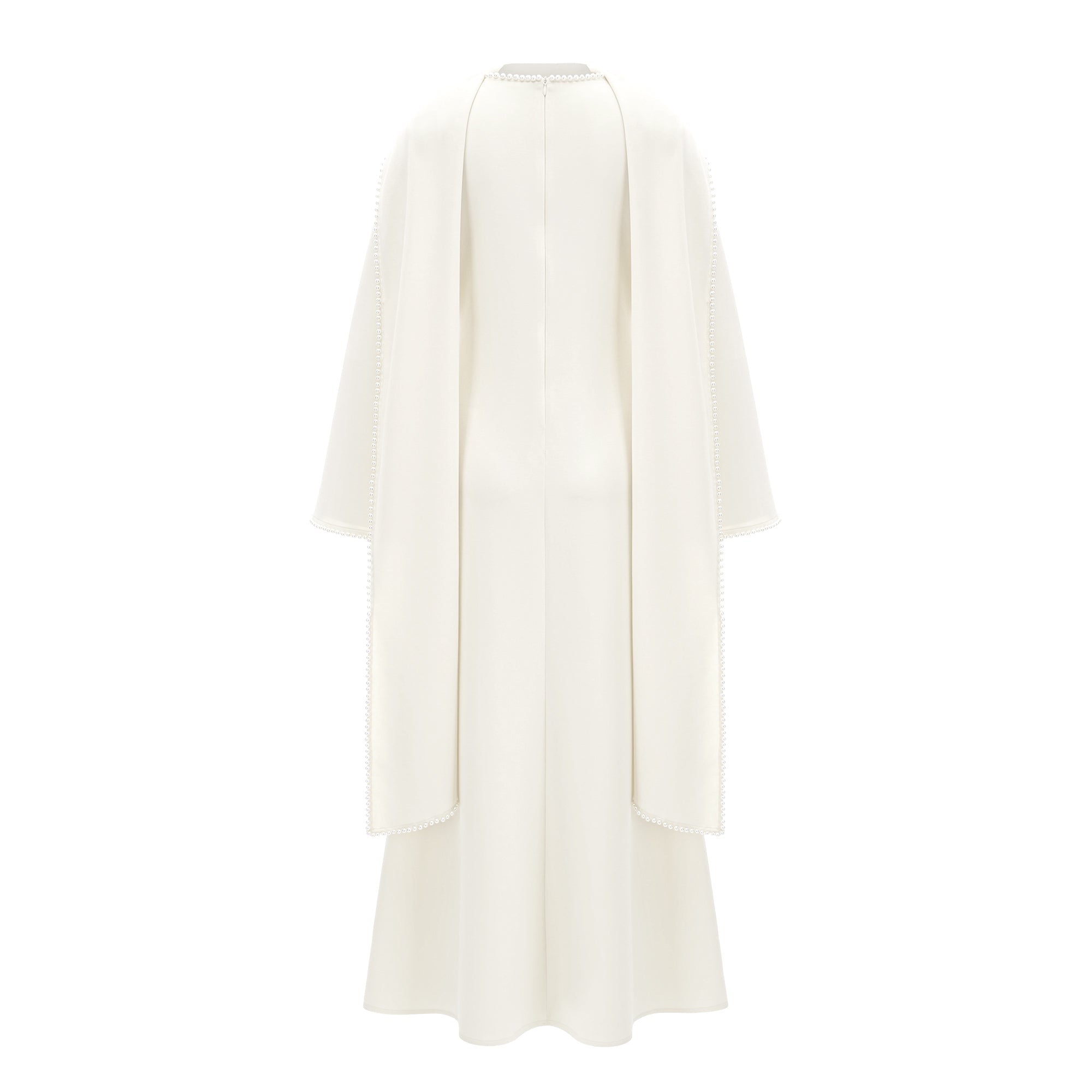 Piroska Vit Pärlkantad Maxiklänning Med Sjaldetalj