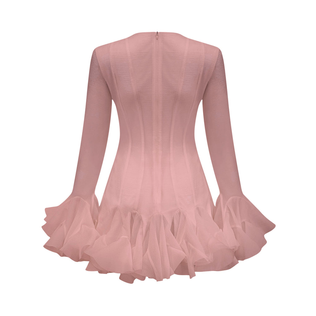 Anaïs halvtransparent utsvängd miniklänning