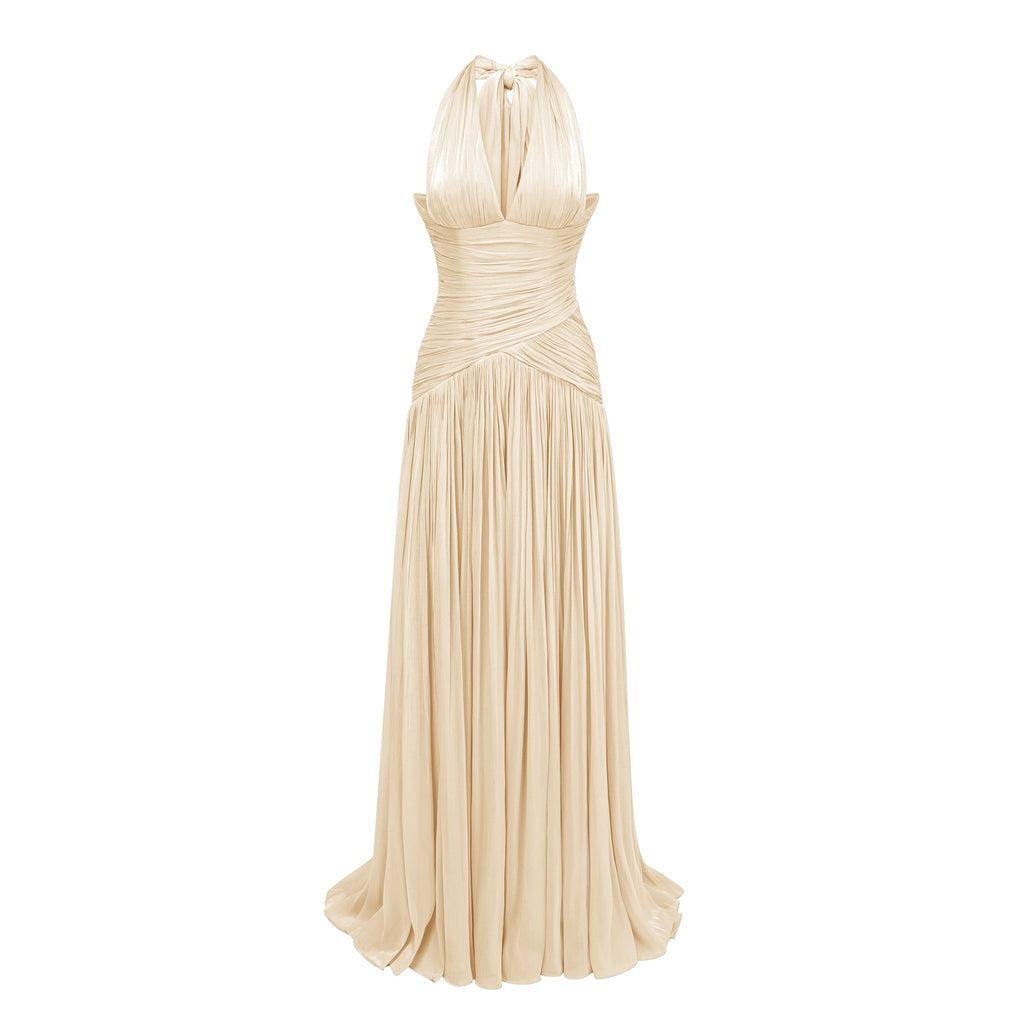Uranie Neutral Gathered Maxi Dress