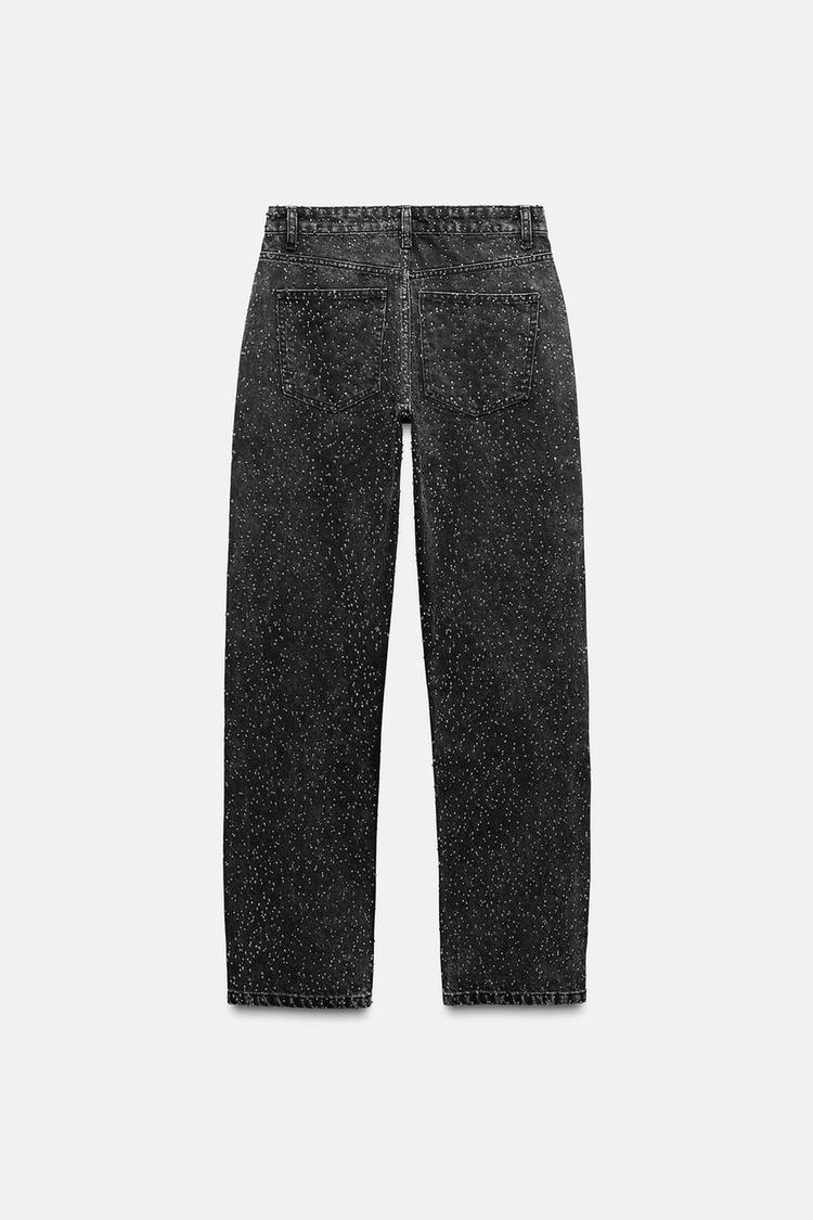 Sanay | Rechte High‑Waist Jeans met Glitter Details