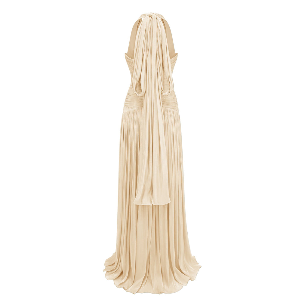 Uranie Neutral Gathered Maxi Dress