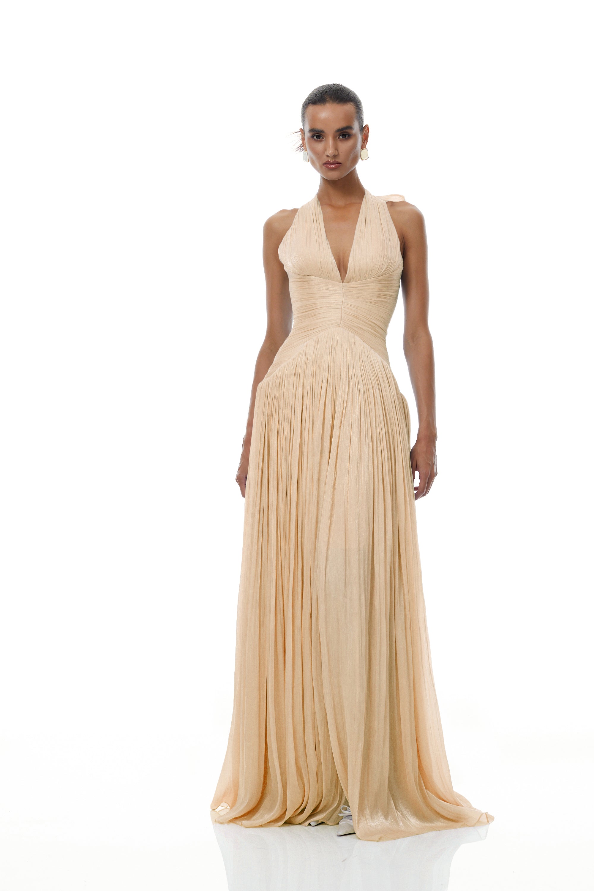 Térébenthine Neutral Glansig Rynkad Maxiklänning