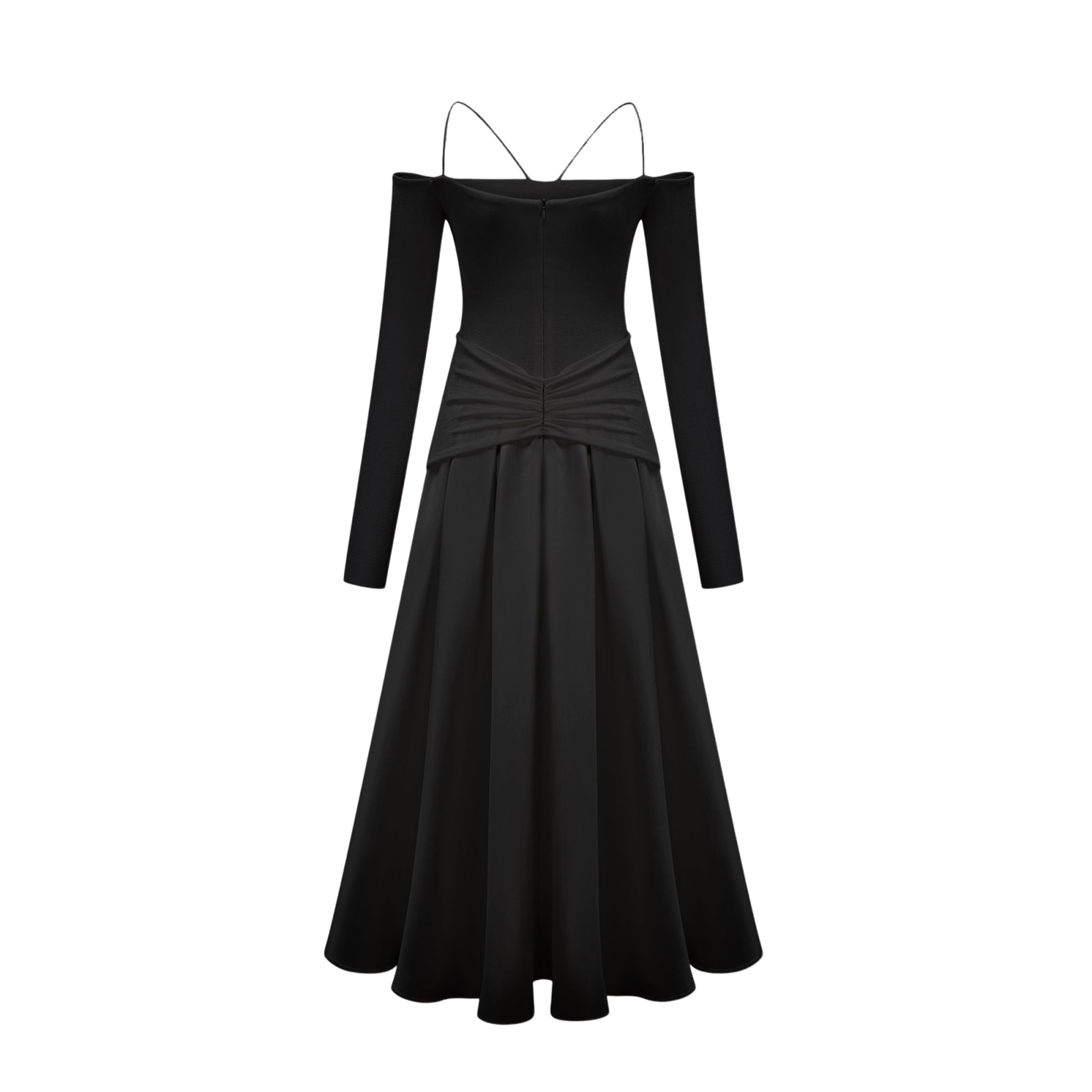 Nadine off-shoulder panelled maxi dress in Black