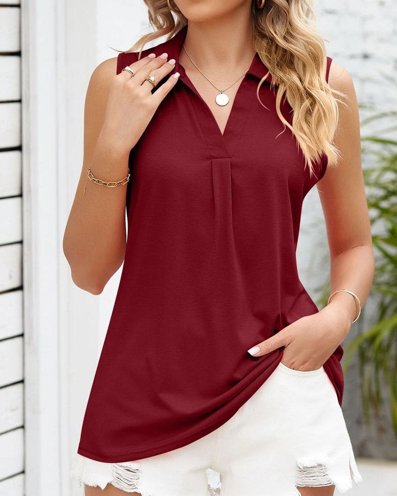 Semmie | Mouwloze Blouse Polo Top
