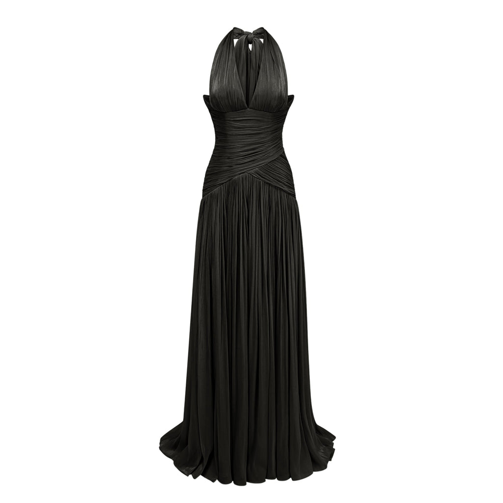 Uranie Black Gathered Maxi Dress