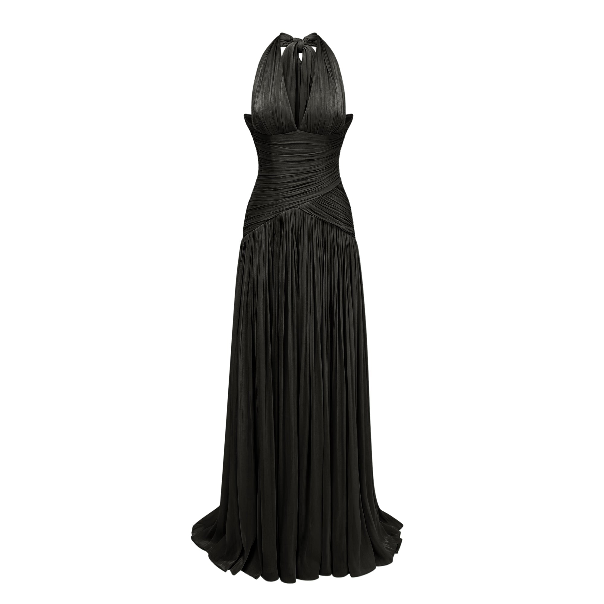 Uranie Black Gathered Maxi Dress