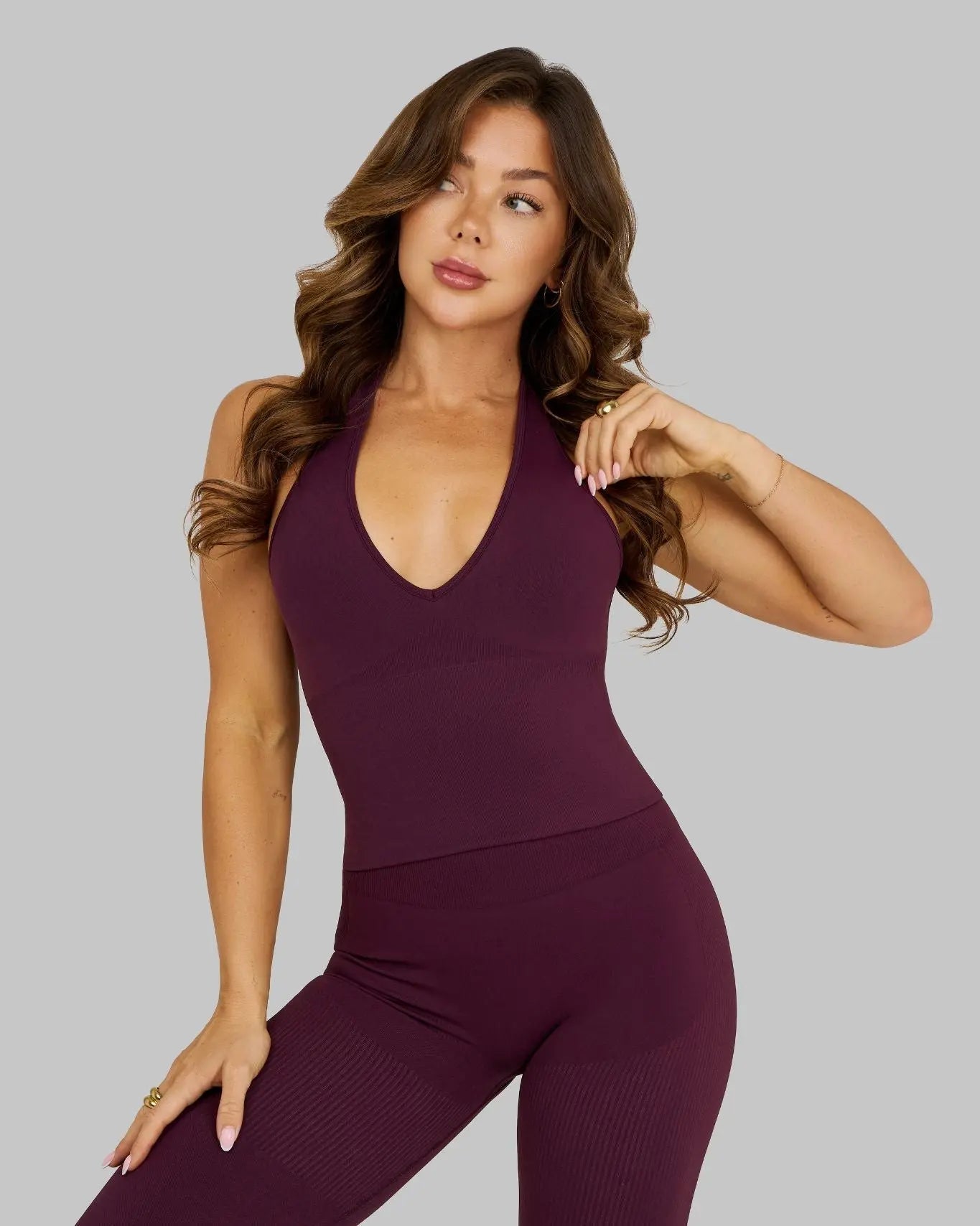Elevate Sculpting Shapewear Top Halterneck | Winter Plum