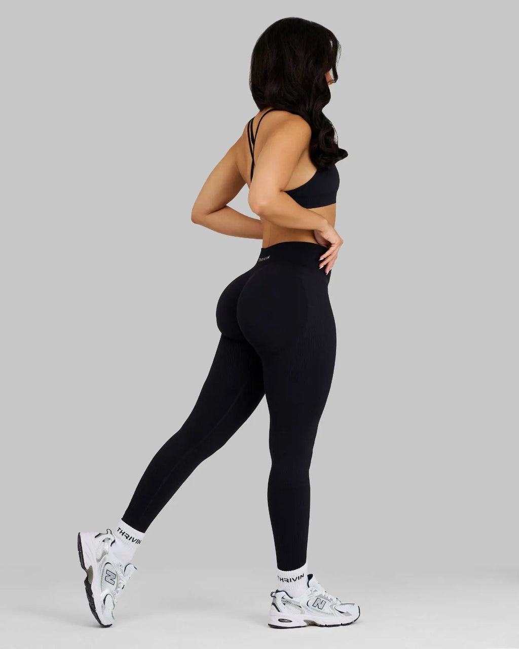 Elevate Ribbed Contour Leggings | Night Black