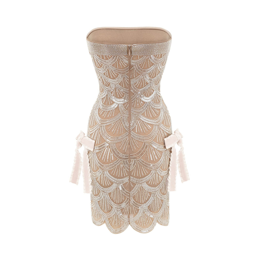 Robe mini Astrid marron ornée