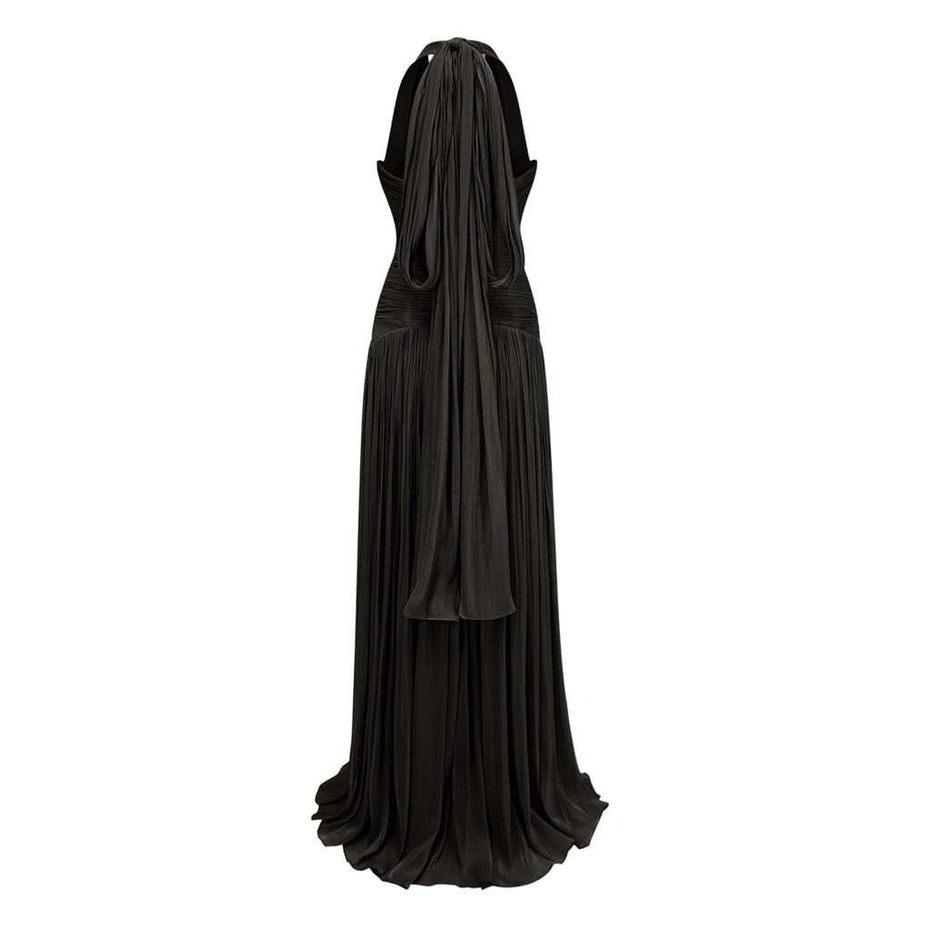 Uranie Black Gathered Maxi Dress