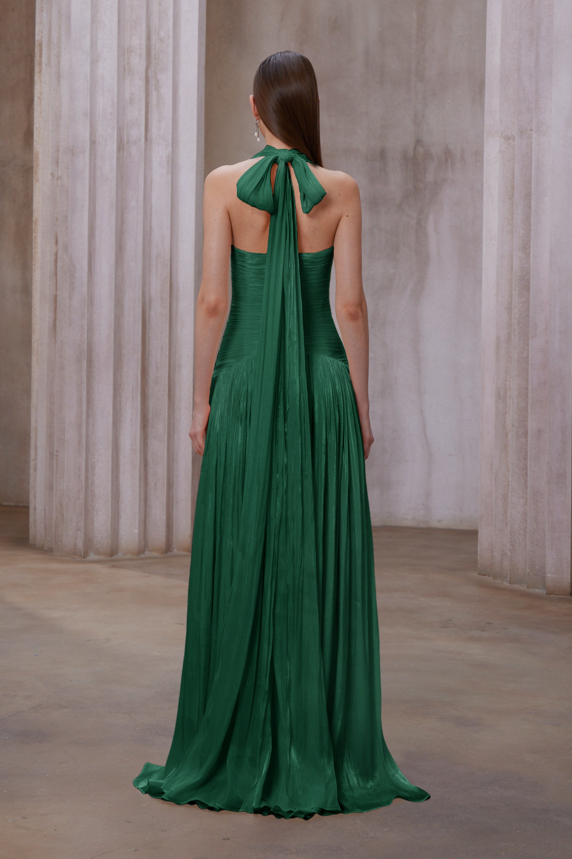 Uranie Emerald Green Gathered Maxi Dress