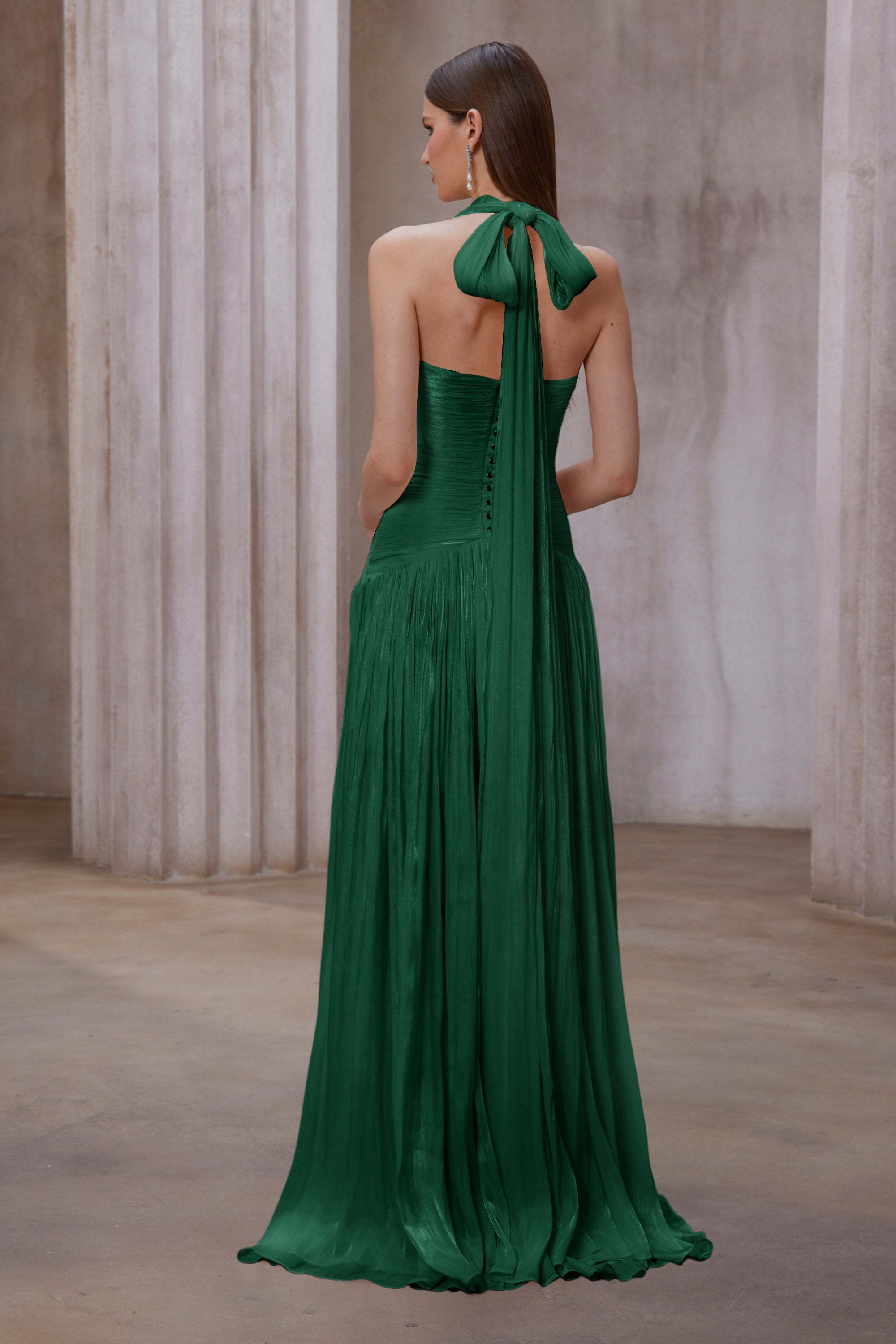 Uranie Emerald Green Gathered Maxi Dress