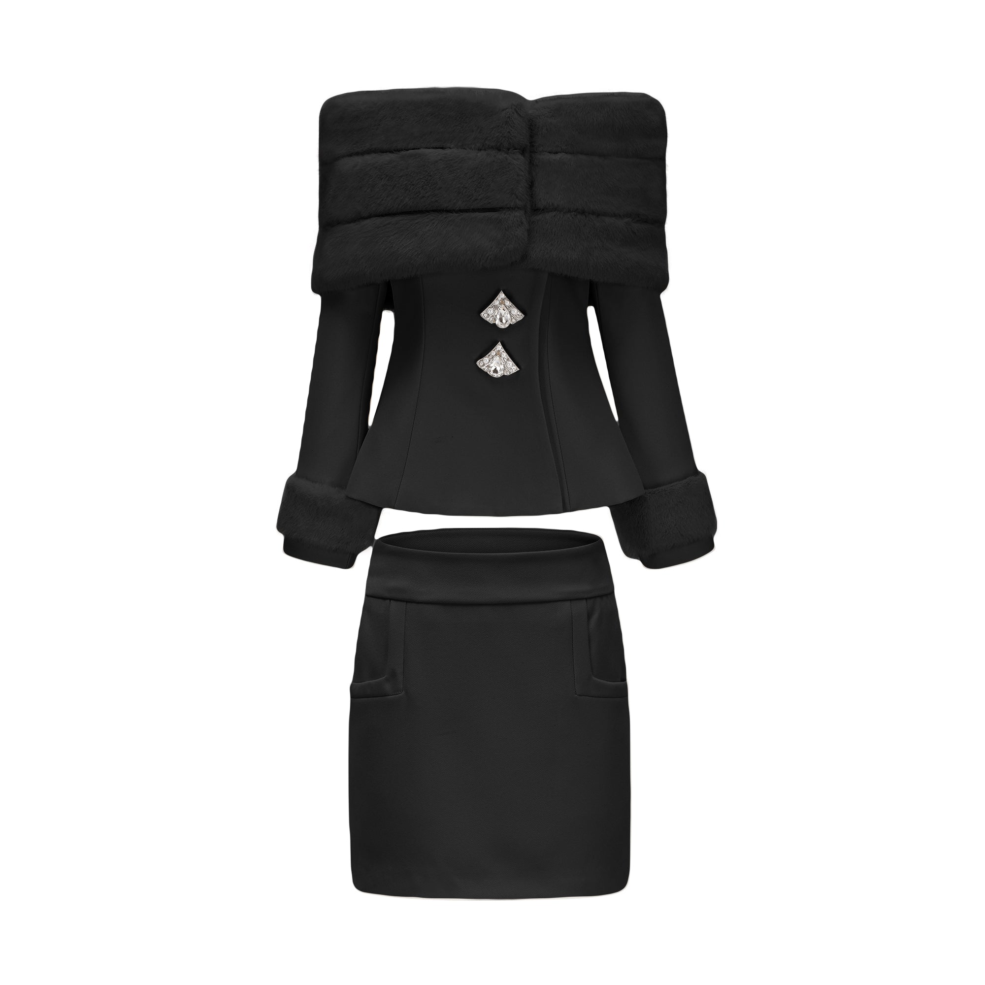 Caitlin fuskpälsjacka och kjol matchande set 