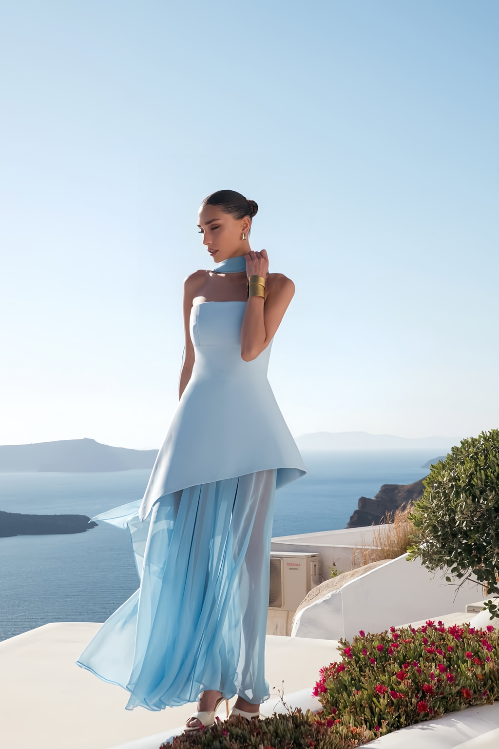 Solène Off-Shoulder Ruched Maxiklänning