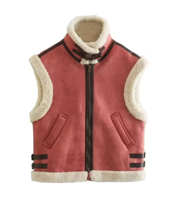 Clinty | Leer Look Dames Vest met Teddy Voering – Warm & Modieus