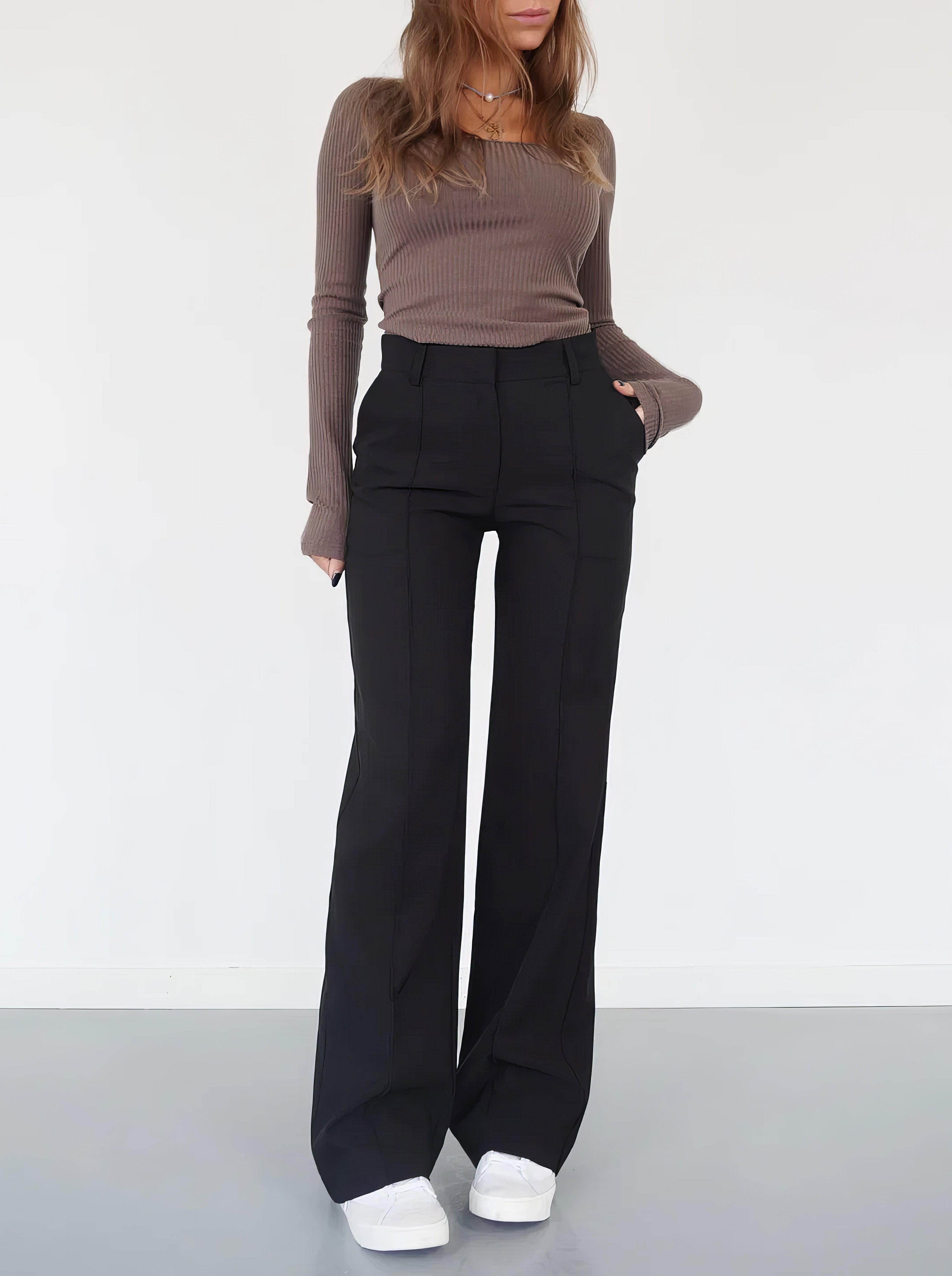 Beau | High-Waist Pantalon Met Rechte Pijpen