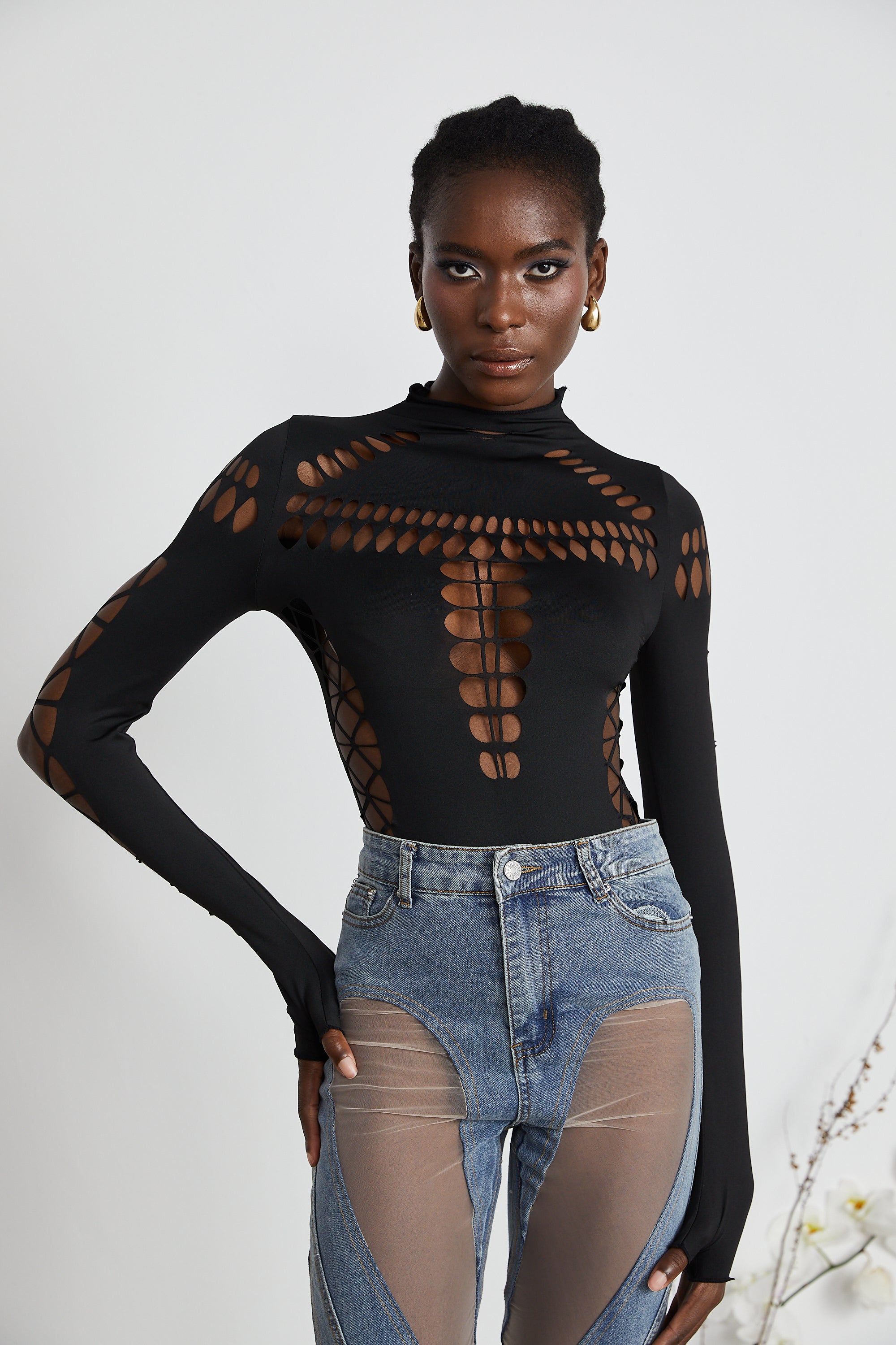 Capriana Long-Sleeve Cutout Bodysuit