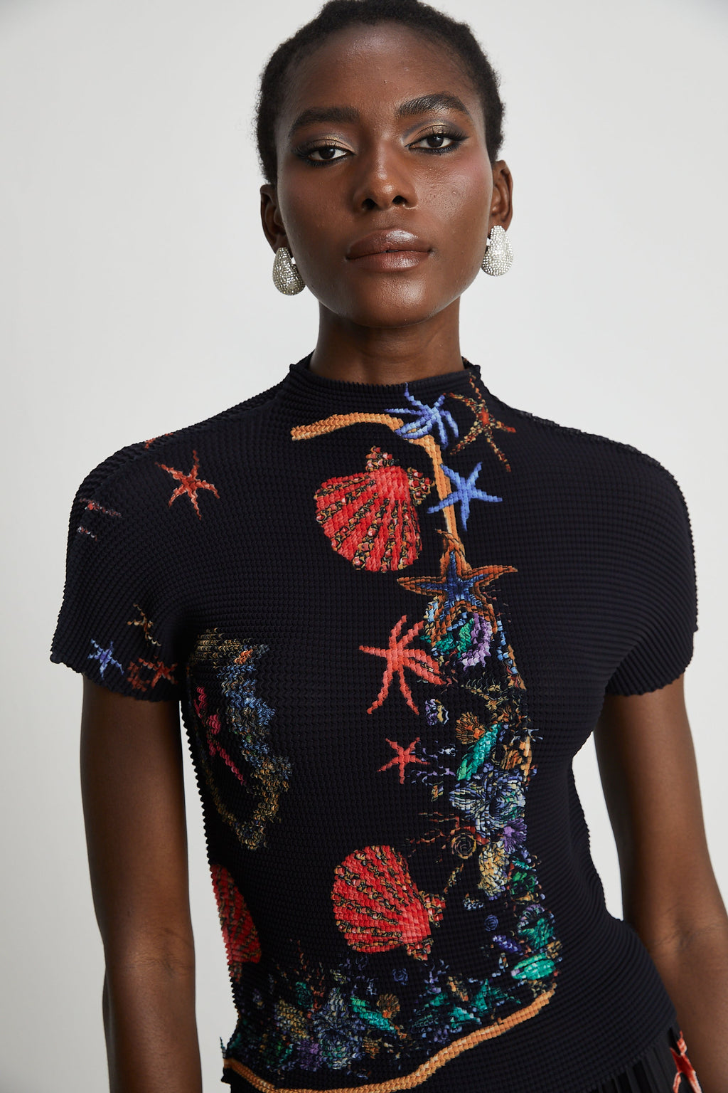 Josiane pattern-print knitted top & skirt matching set