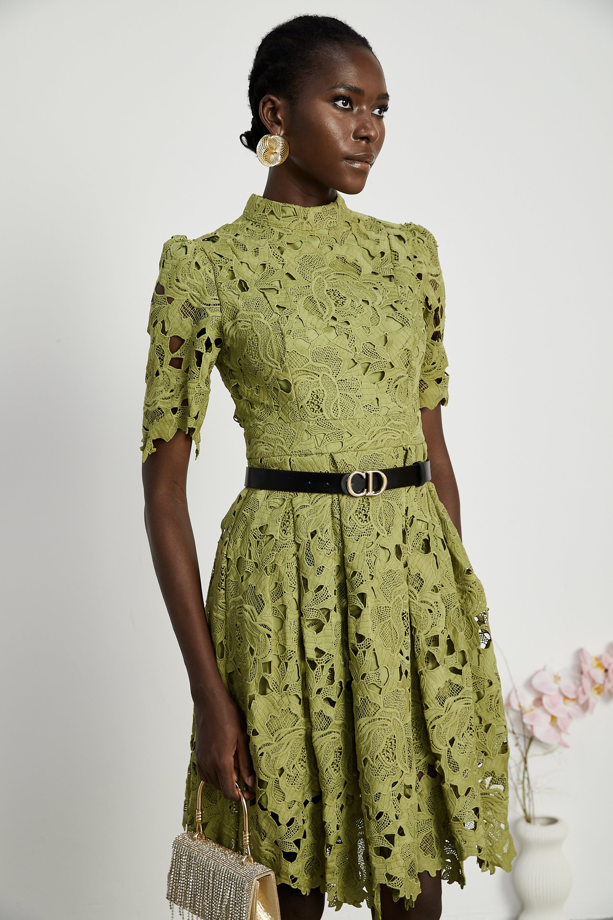 Valérie cut-out embroidered mini dress