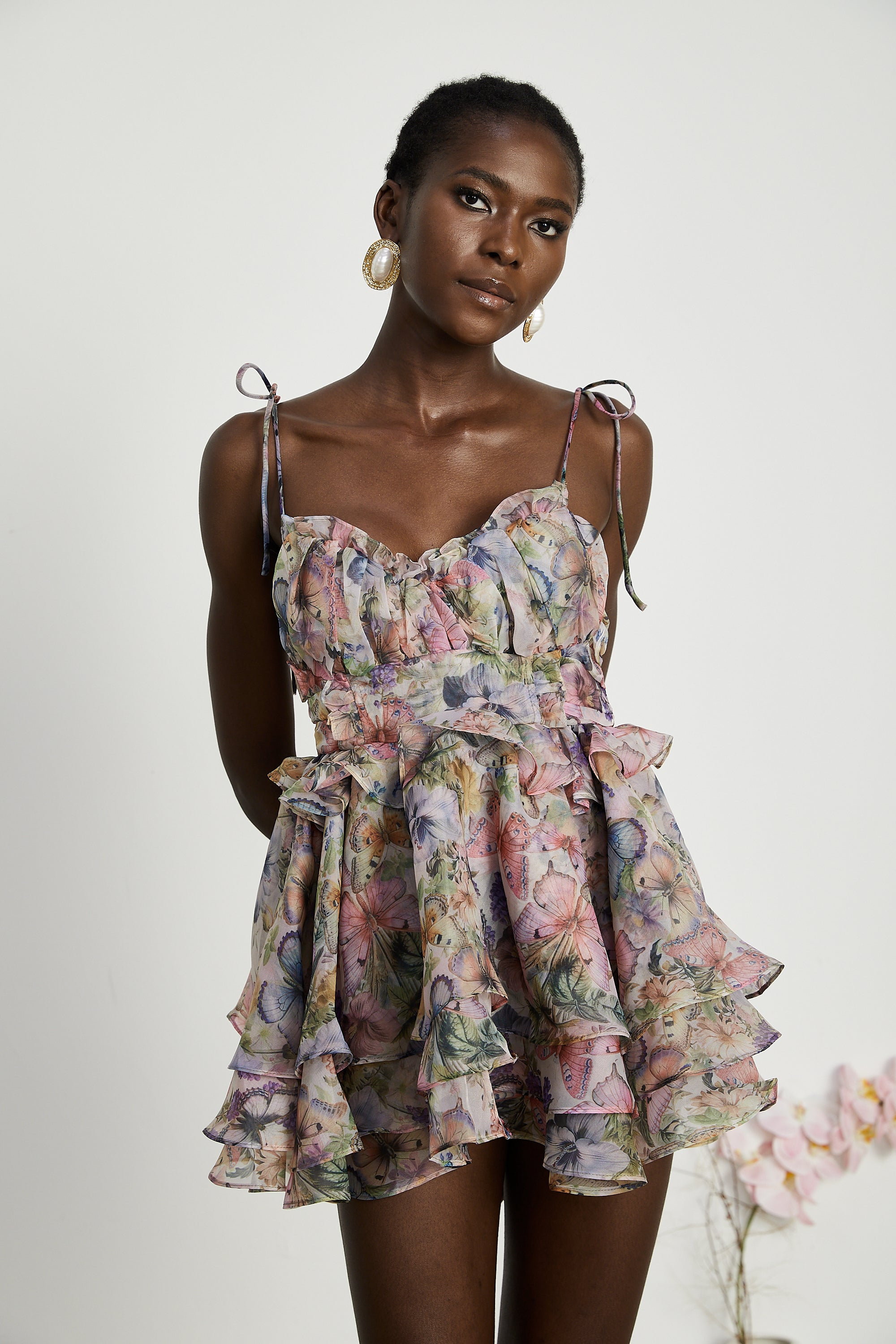 Juliette floral print pleated mini dress