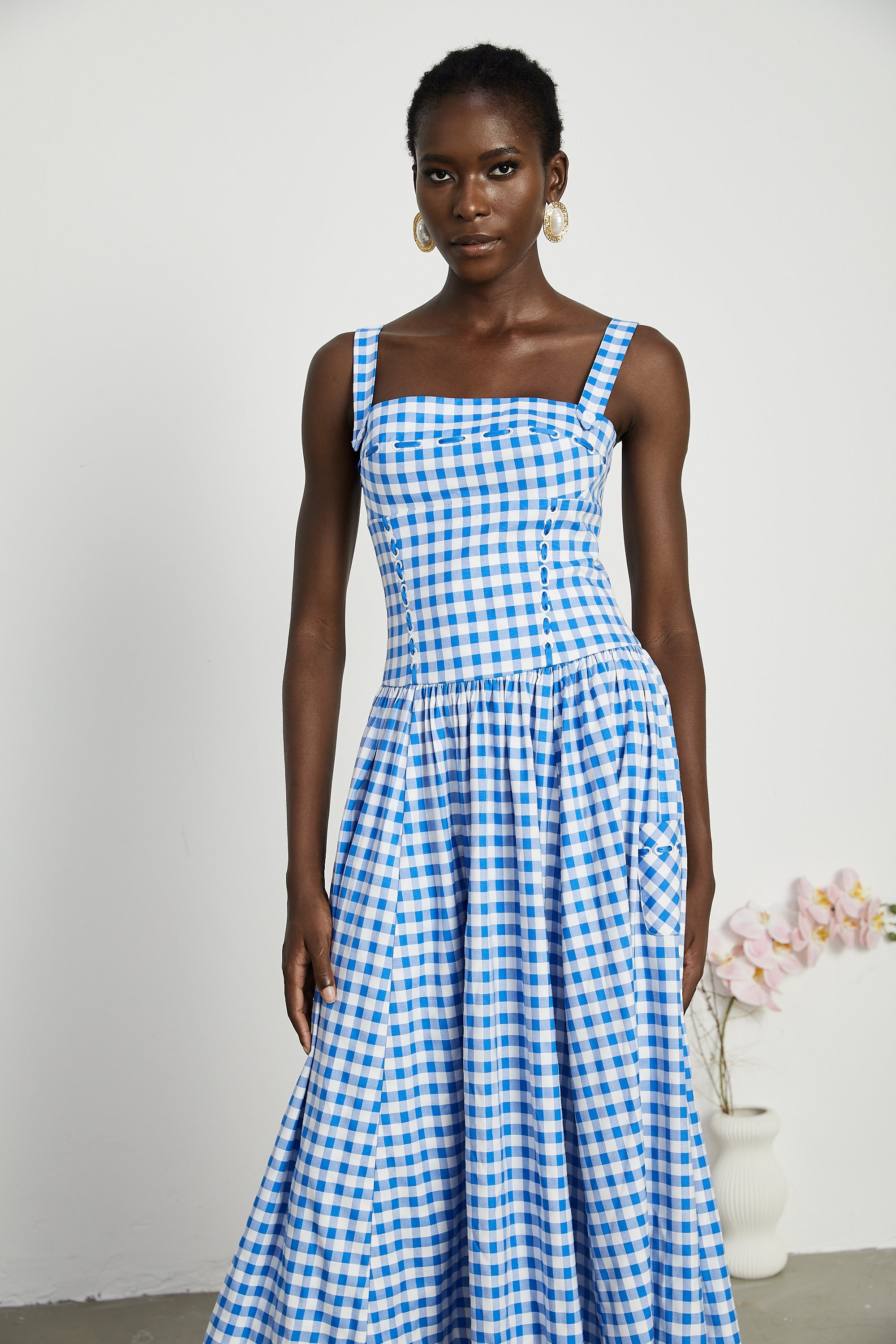 Diane gingham midi dress