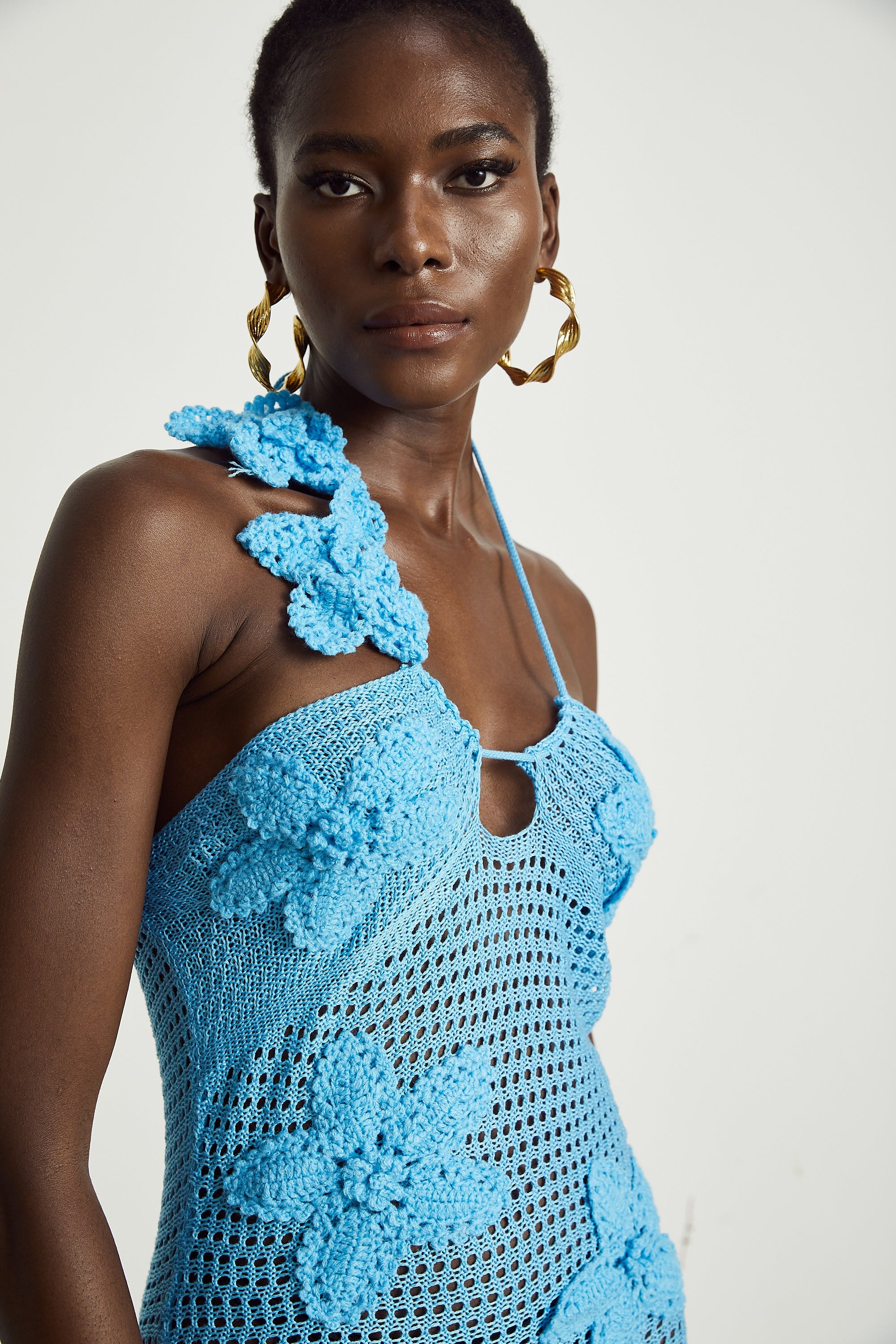 Diane crochet faux-flower embellished maxi dress