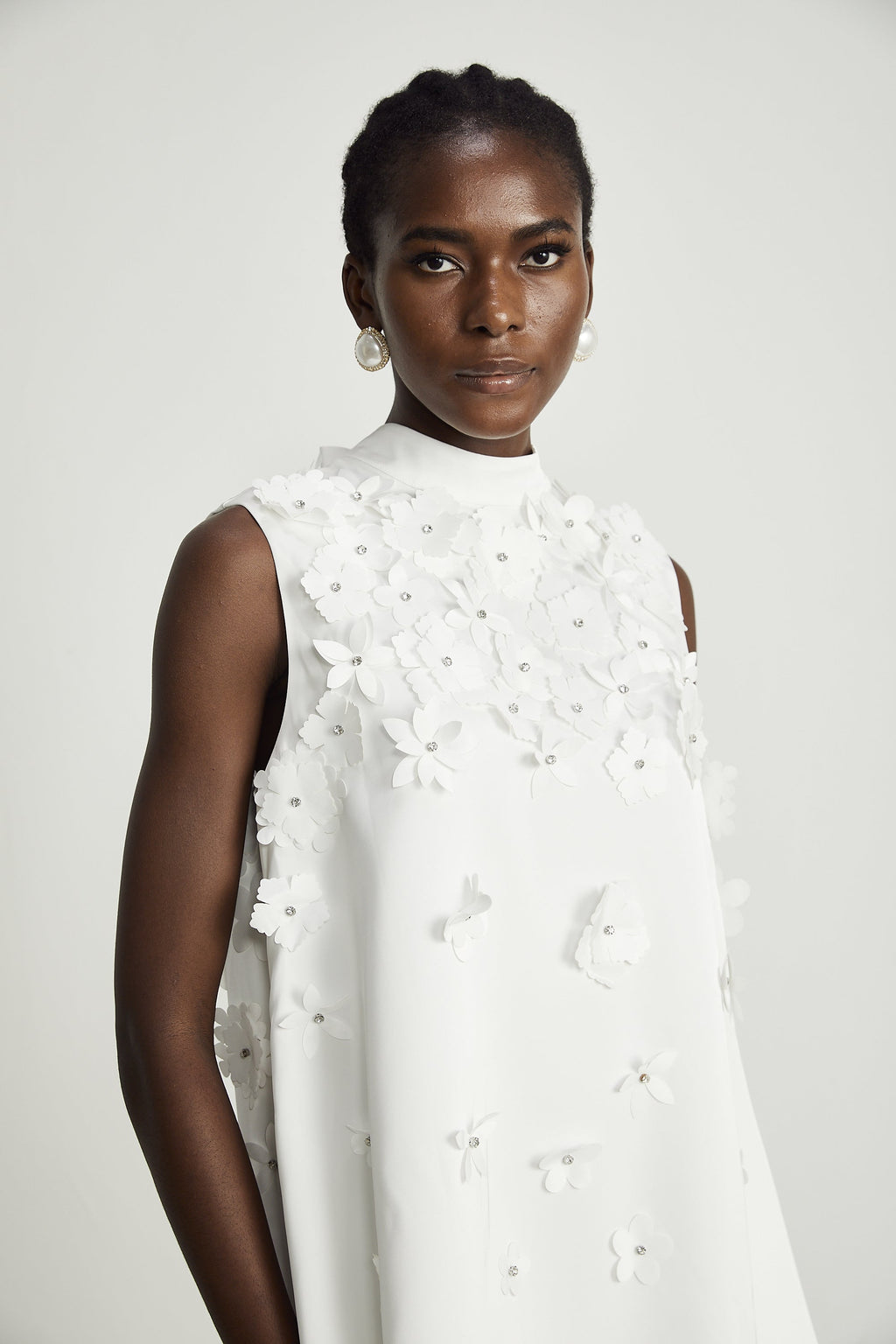 Genevieve faux-flower mini dress