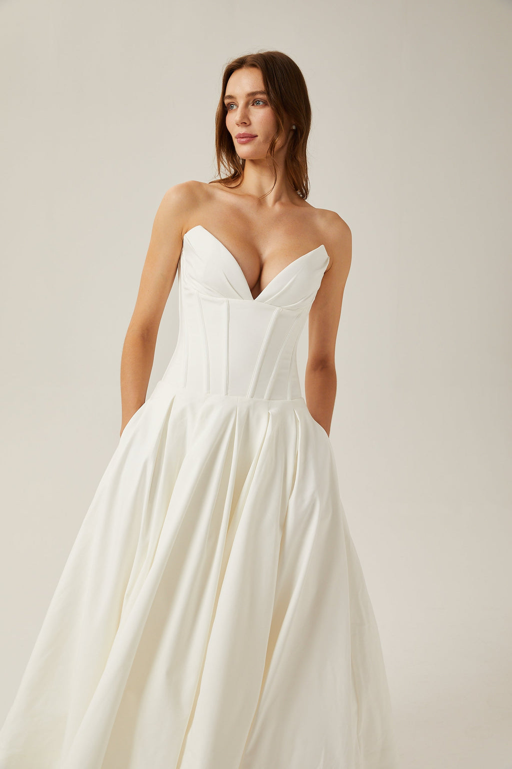 Katherine White Off-Shoulder Corset Midi Dress