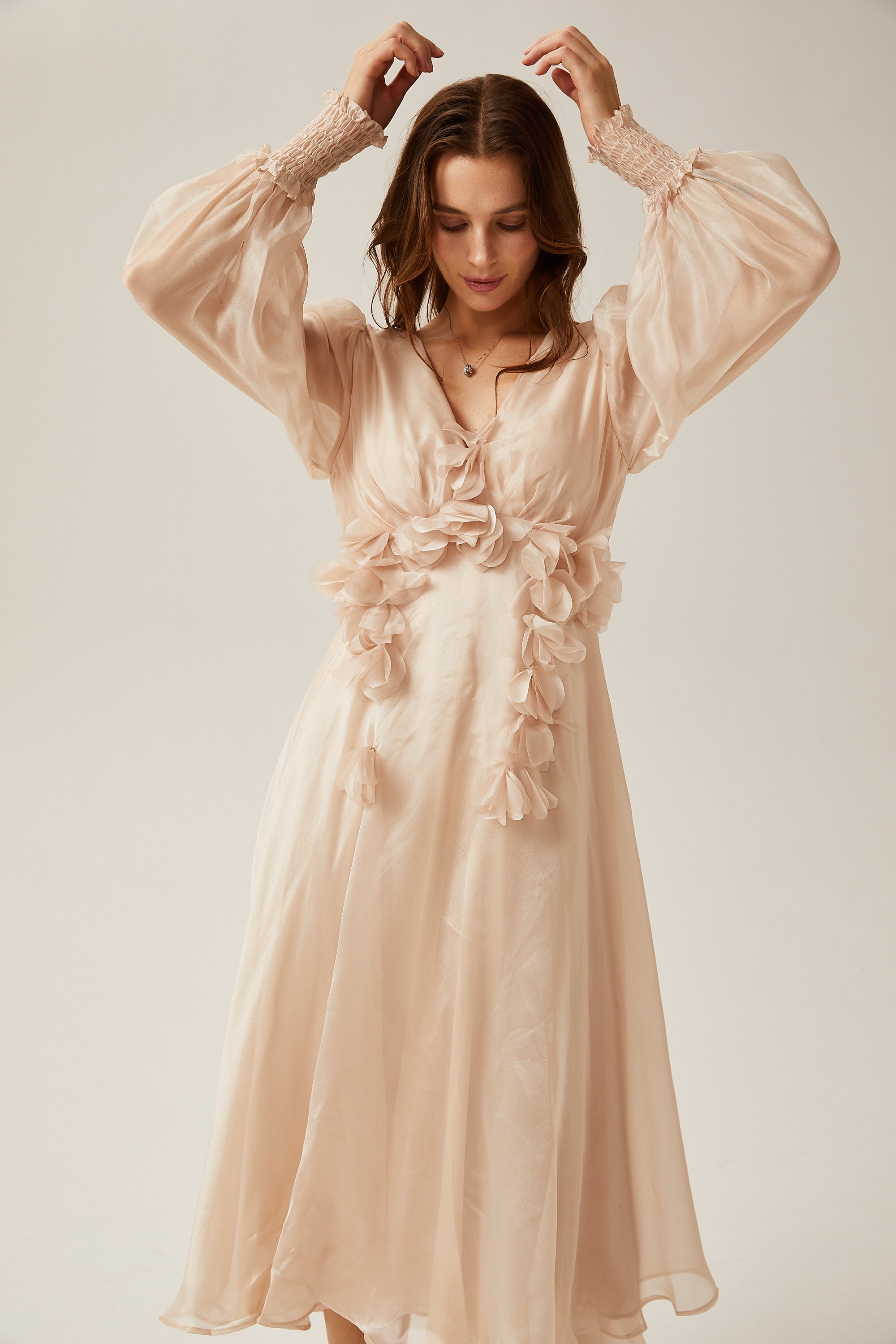 Lucie faux-floral embellished midi dress