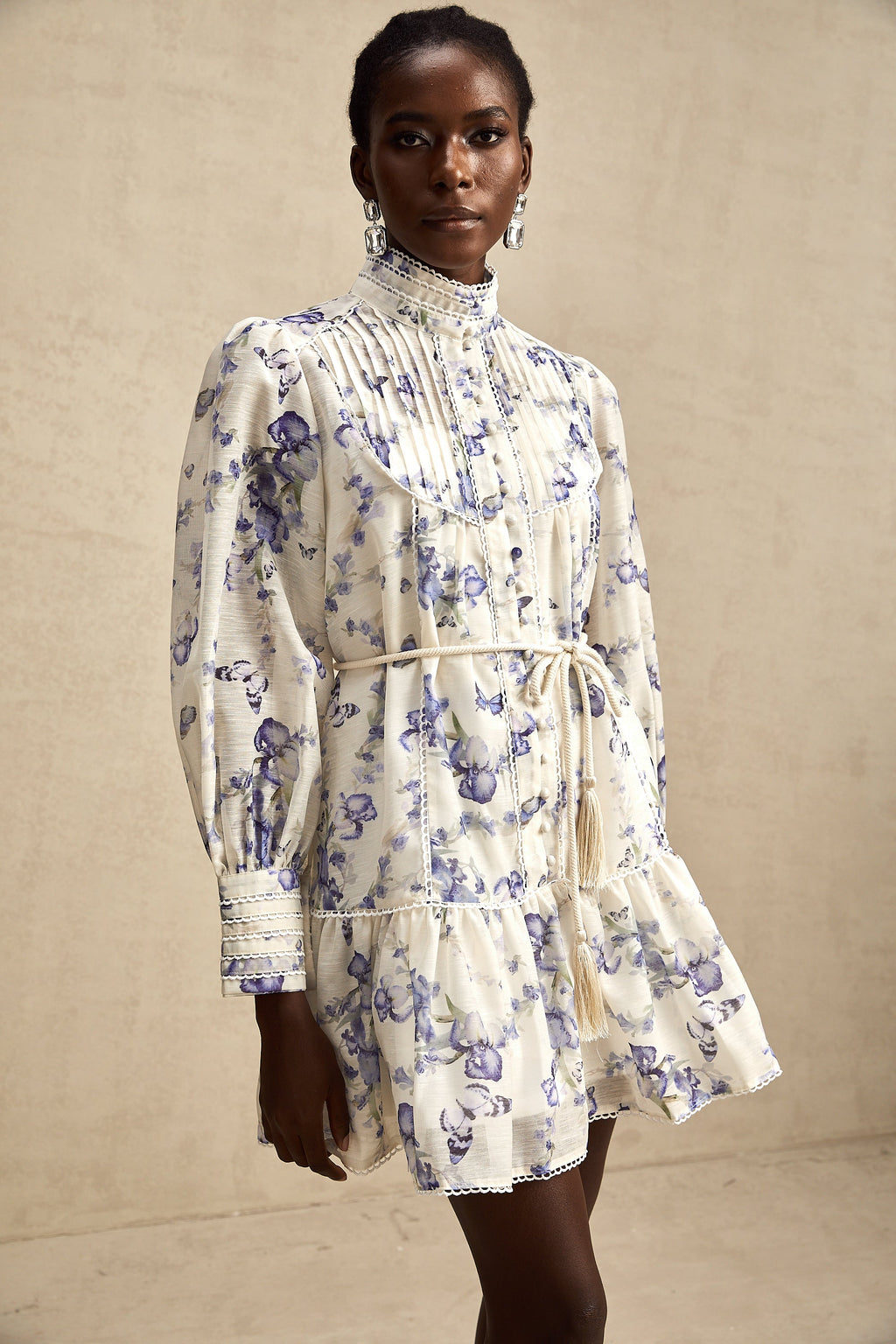 Blandine floral-print flared chiffon mini dress