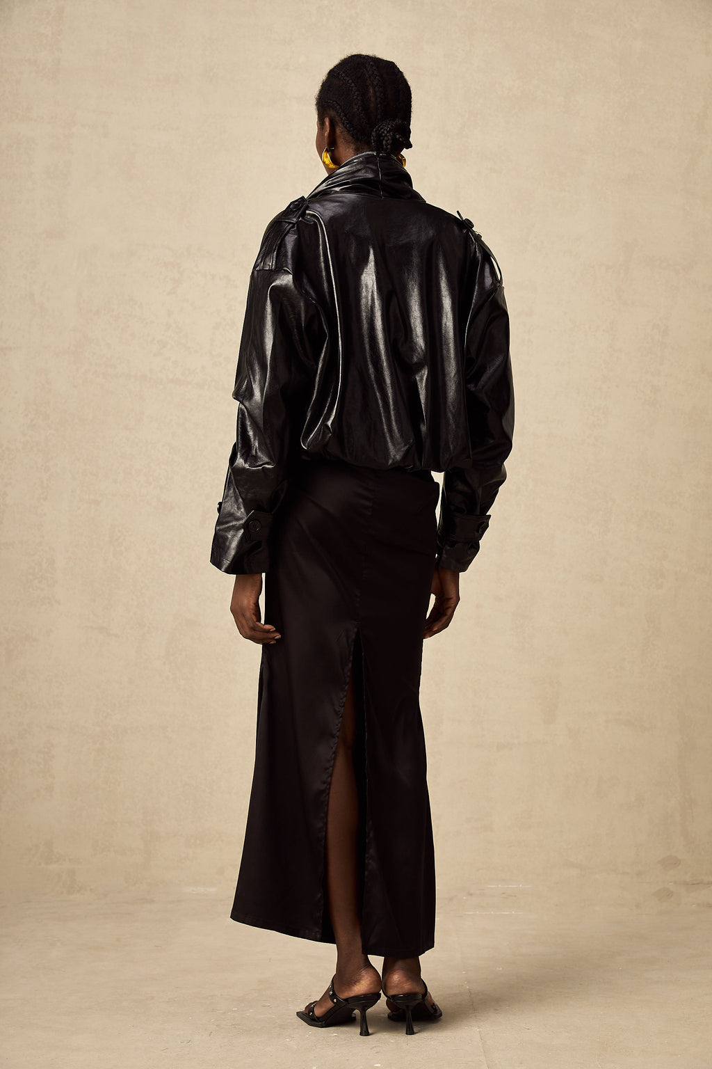 Virginie quiltad, kort skinnjacka