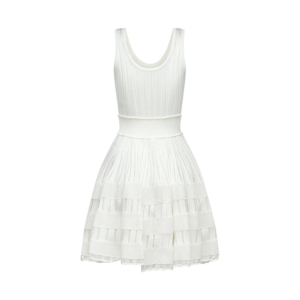 Noémie white cut-out pleated mini dress