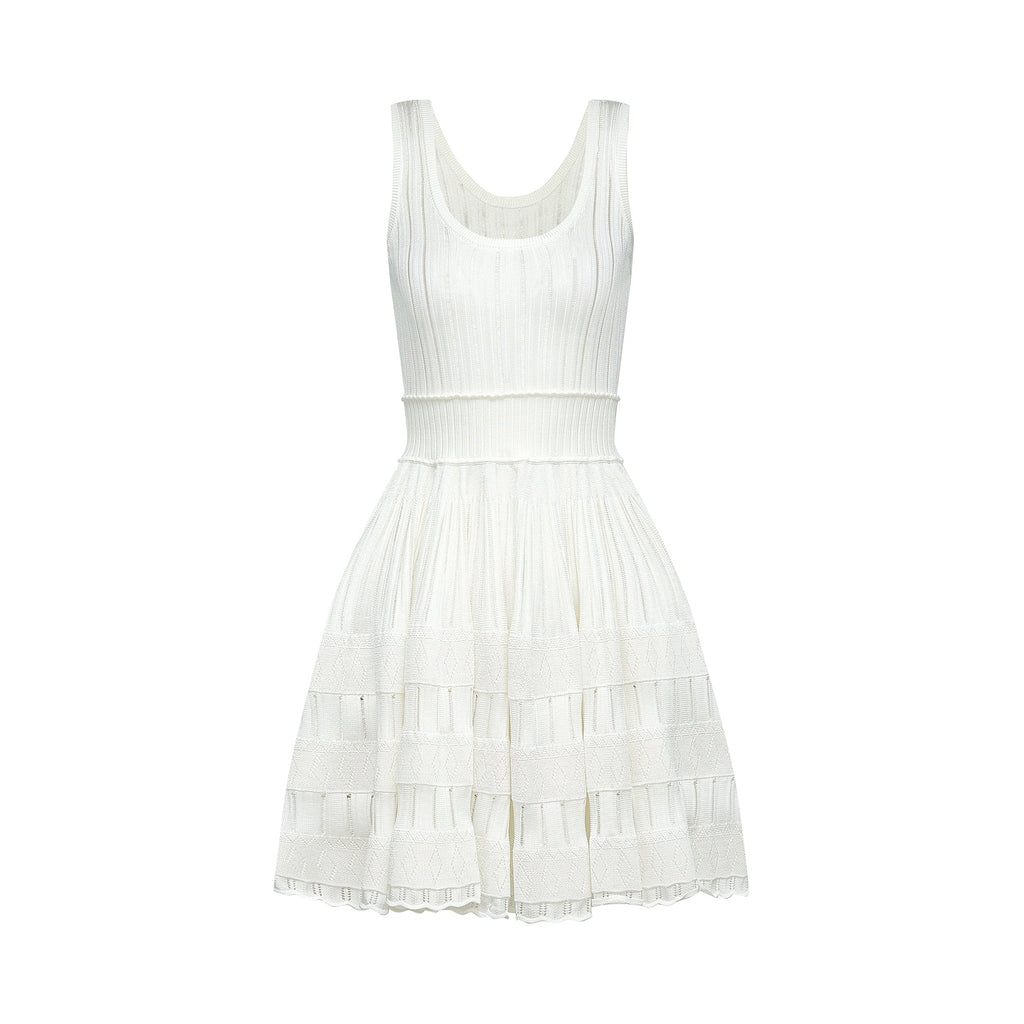 Noémie white cut-out pleated mini dress