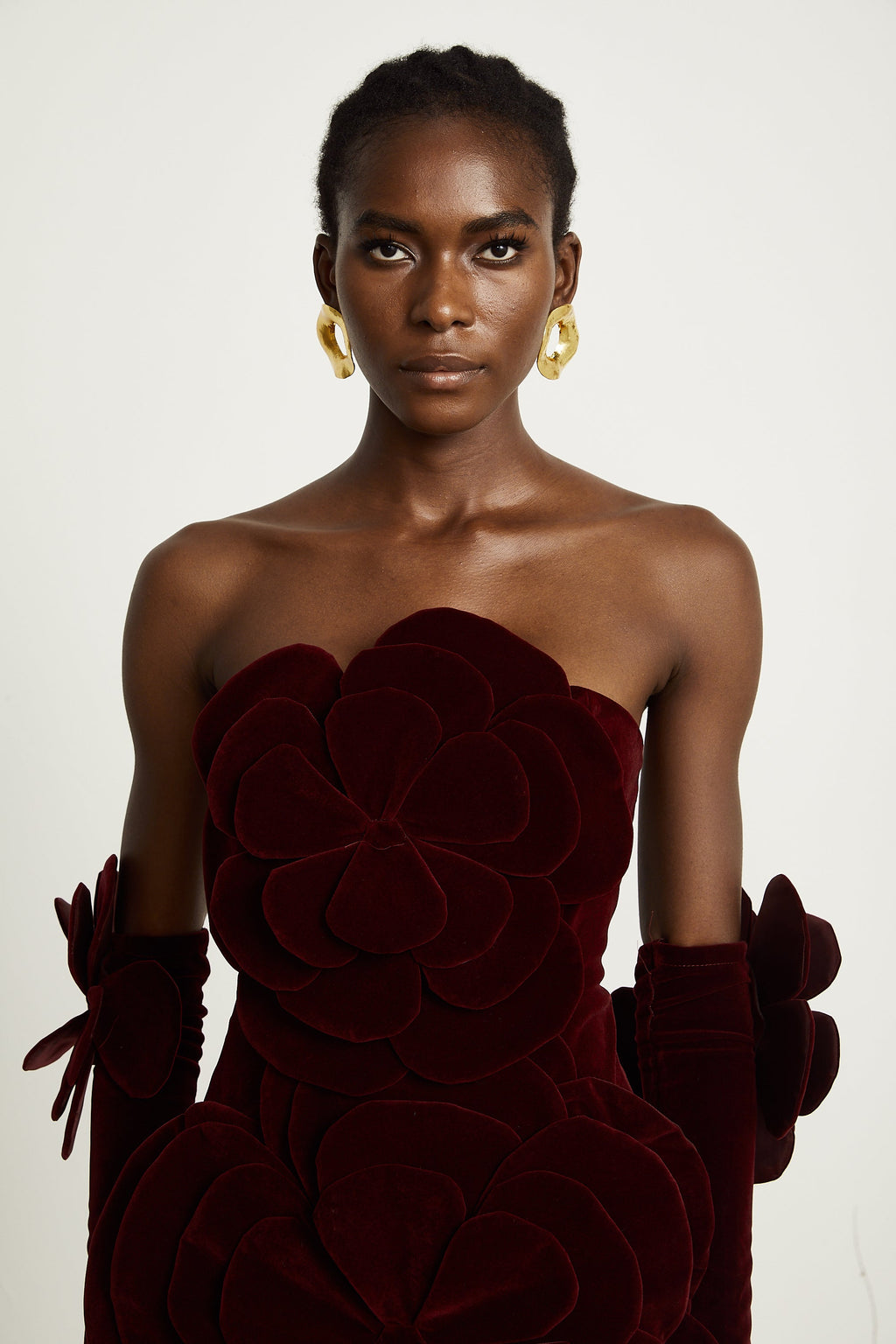 Azura Röd Blommig Applikation Miniklänning