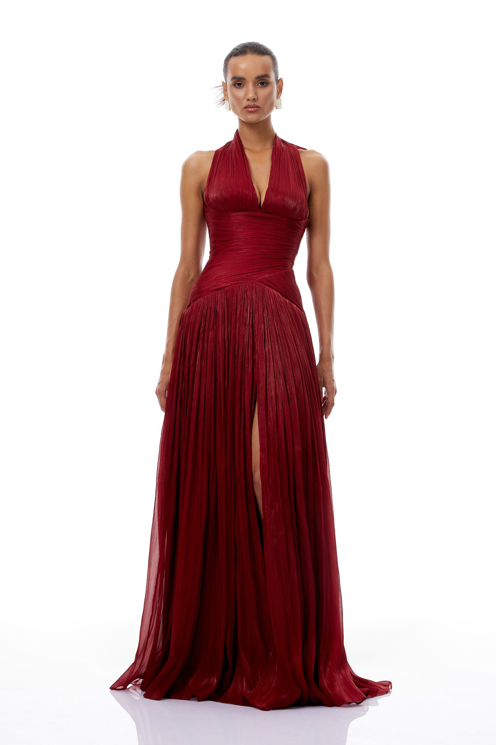 Uranie Red Gathered Maxi Dress