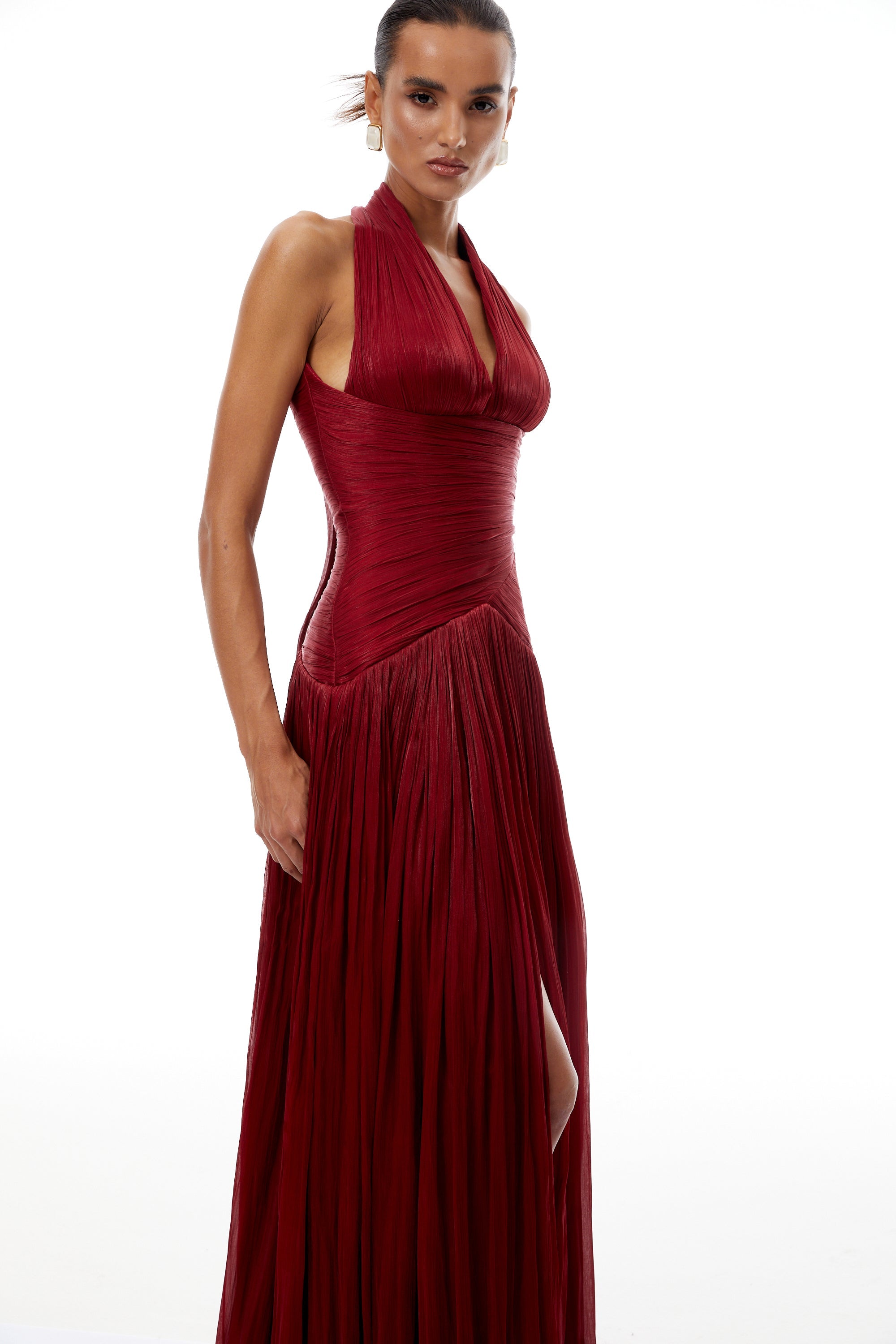 Uranie Red Gathered Maxi Dress