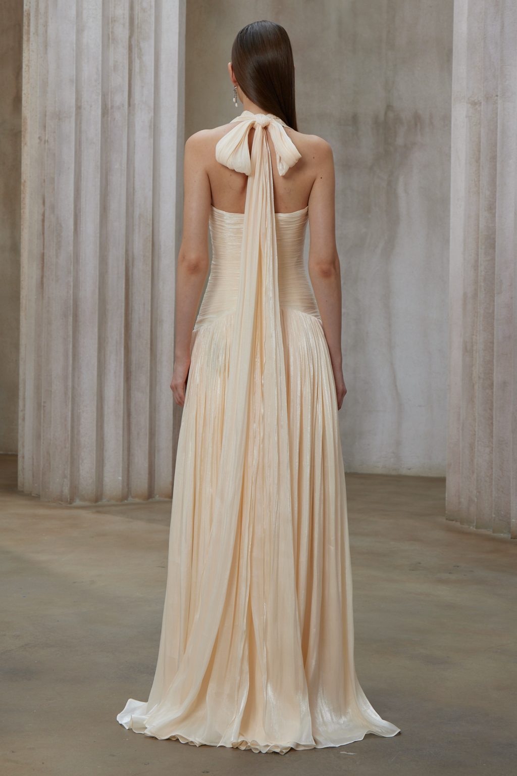 Uranie Neutral Gathered Maxi Dress