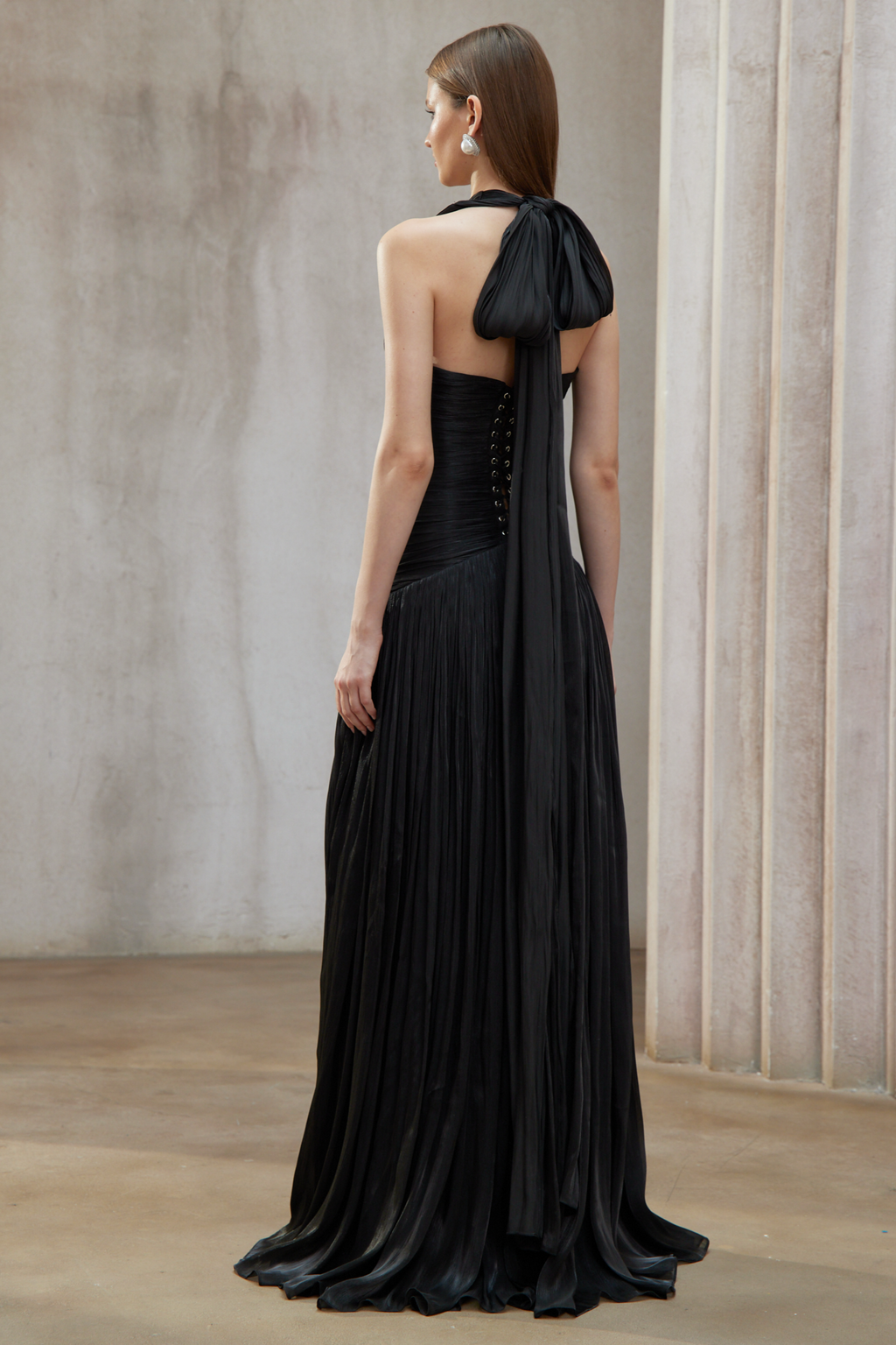 Uranie Black Gathered Maxi Dress