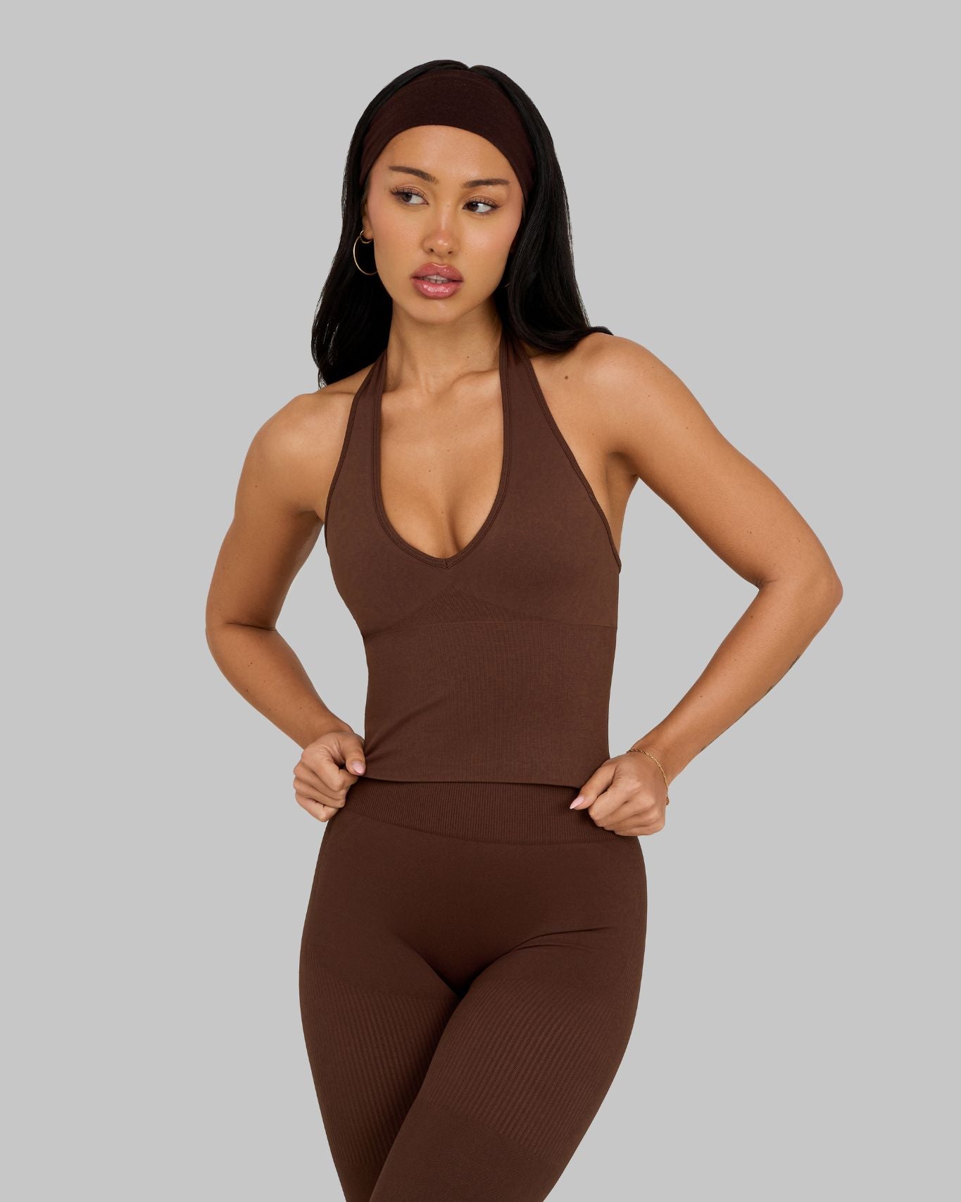 Elevate Sculpting Shapewear Top Halterneck | Bourbon Brown
