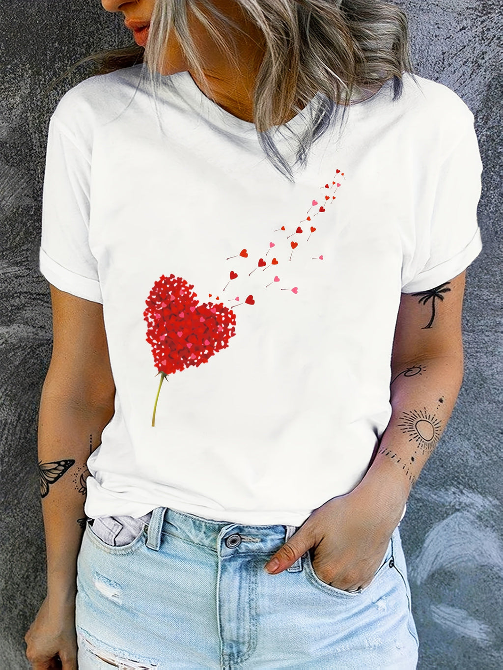 Cuore | Dames T-shirt van Katoen met Hartprint – Casual Pasvorm