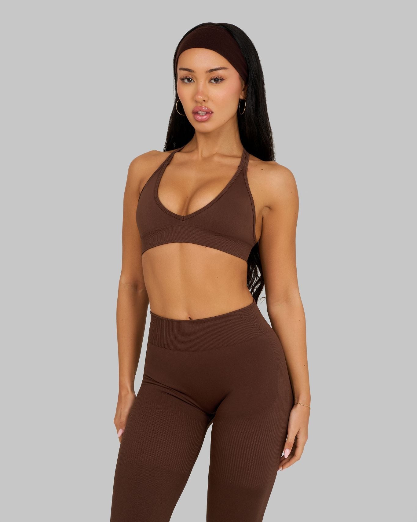 Elevate V-Neck Sculpt Seamless Bra | Bourbon Brown