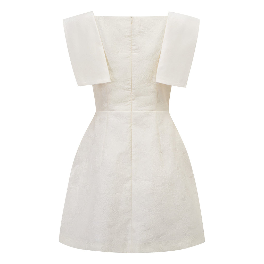 Léa Vit Blommig applikation Virkad Miniklänning