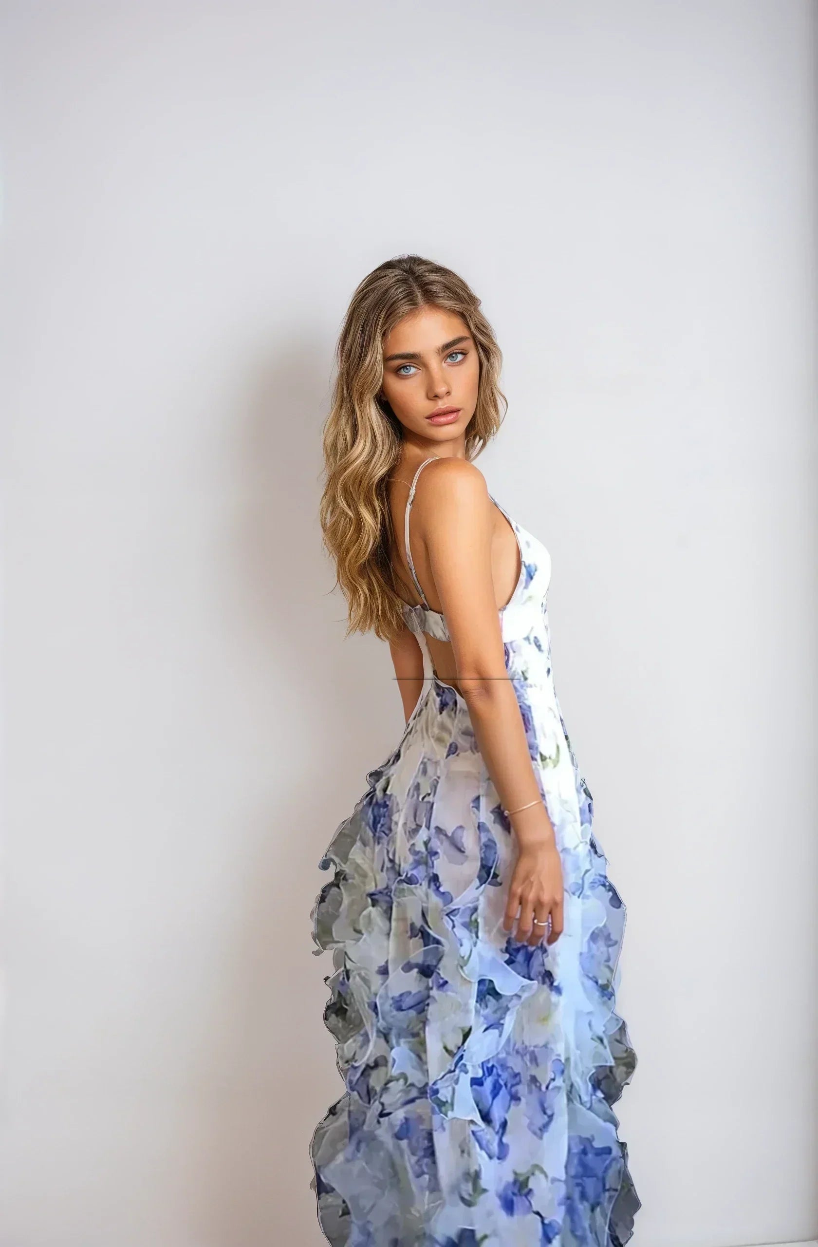 Robe maxi bohème à volants élégants