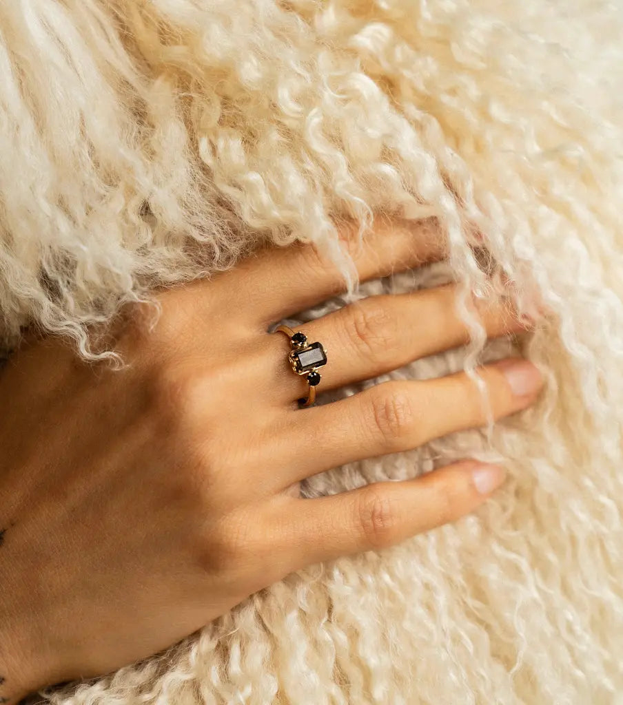 Ring 14k - smoky gems