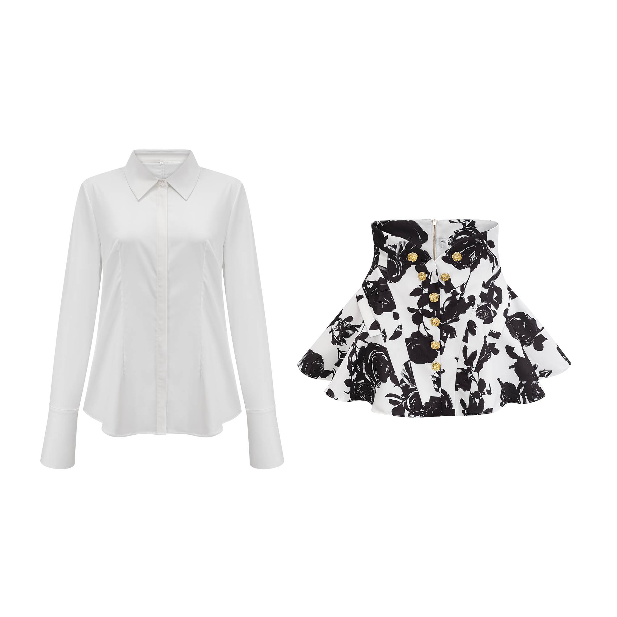 Léonor blommigt mönstrad skjorta och kjol i matchande set